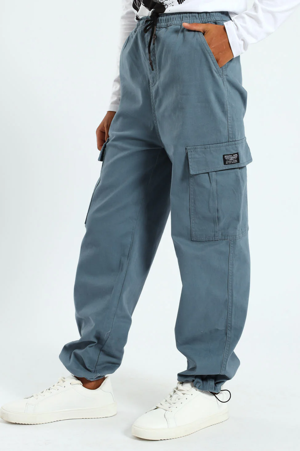 Boys Baggy Cargo Toggle Pants - Blue - Image 2