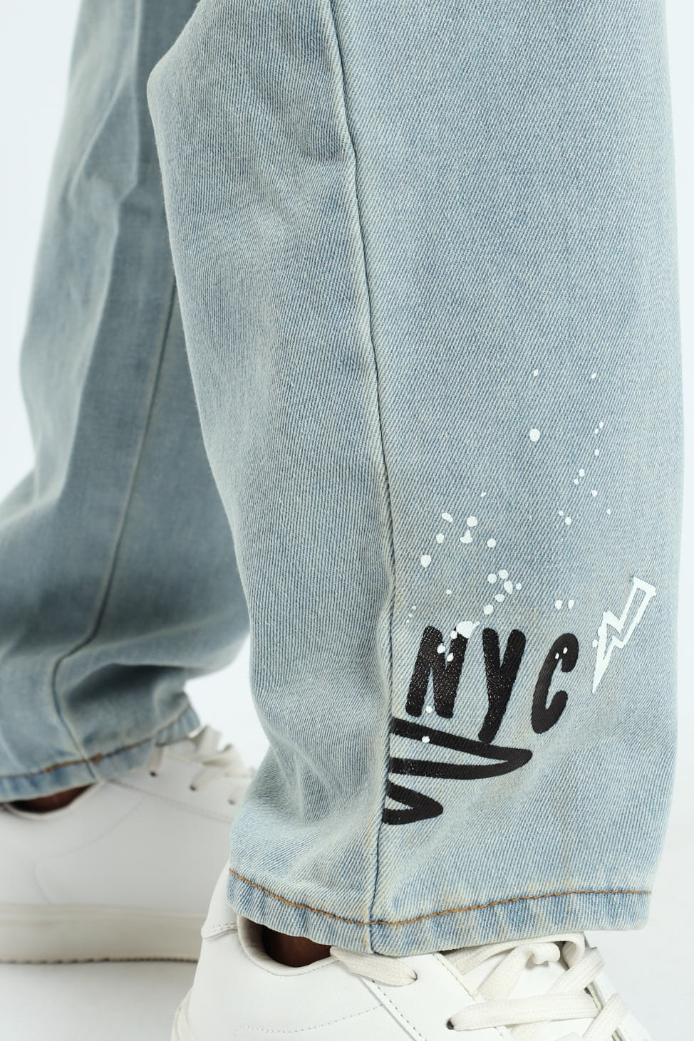 Boys Baggy Grafitti Denim - Stonewash - Image 6