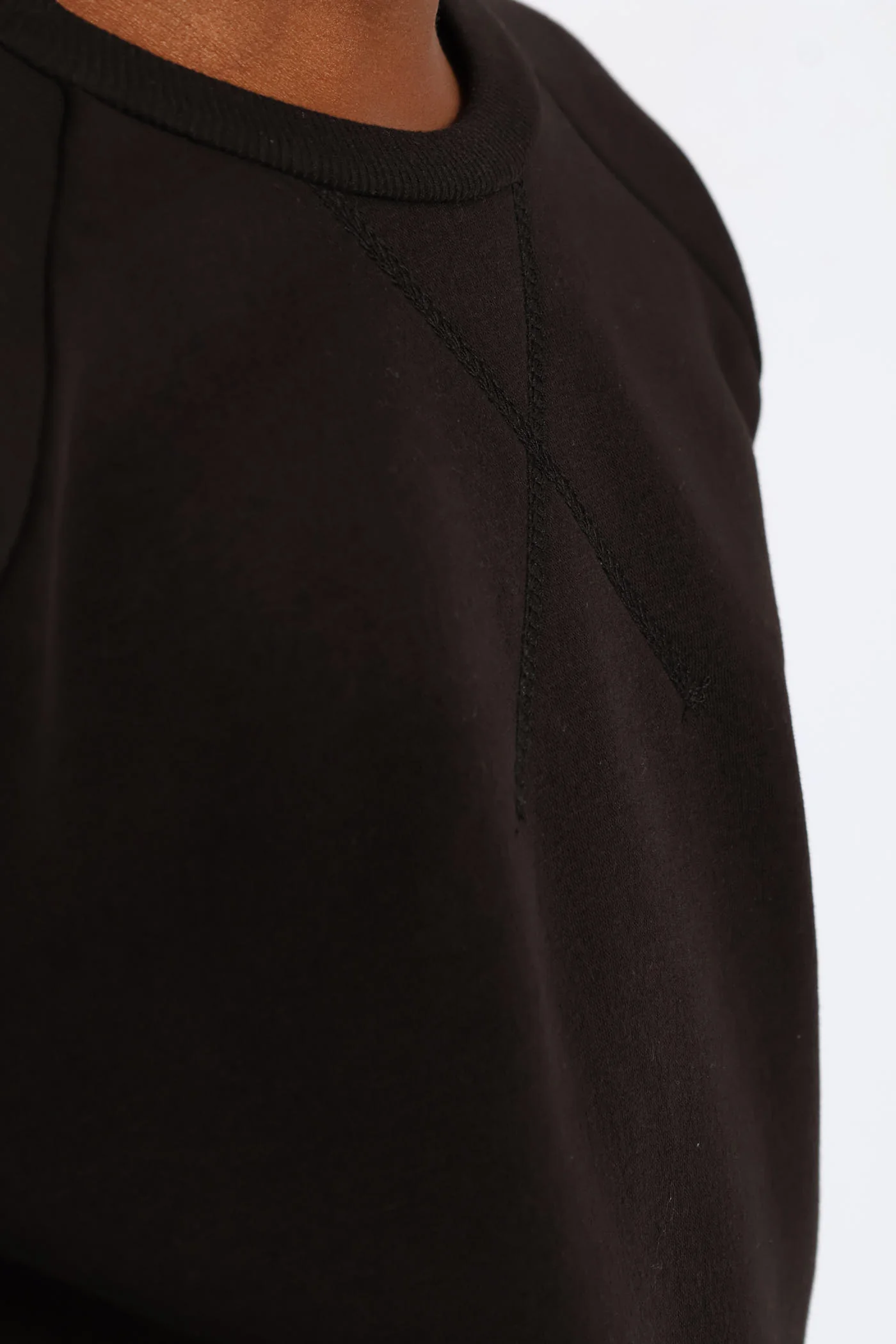 Boys Basic Fleece Crew Top - Black - Image 2