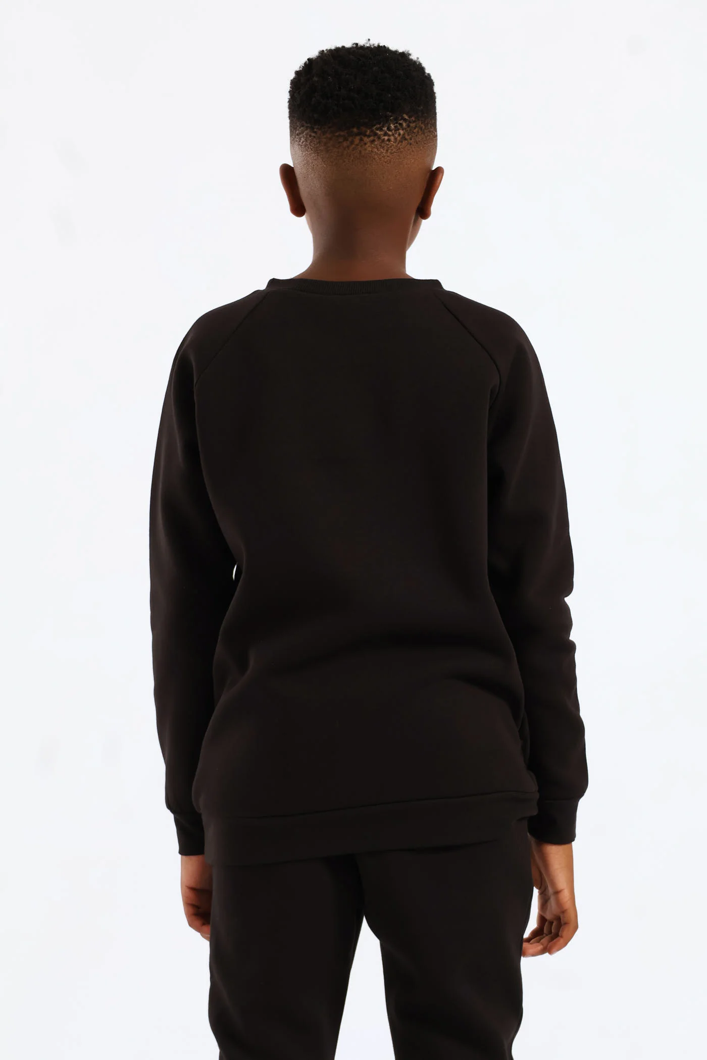 Boys Basic Fleece Crew Top - Black - Image 5