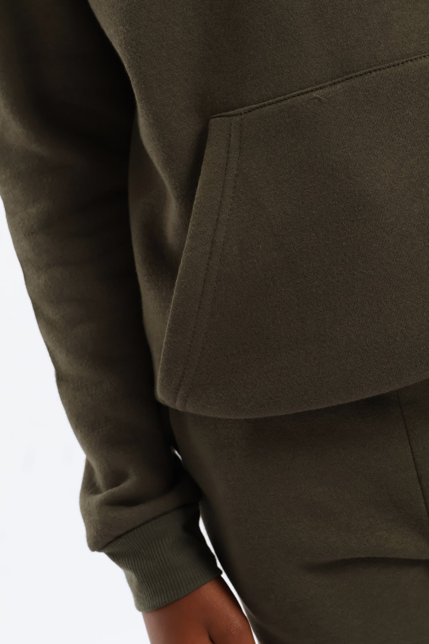 Boys Basic Fleece Hoody - Olive - Image 4