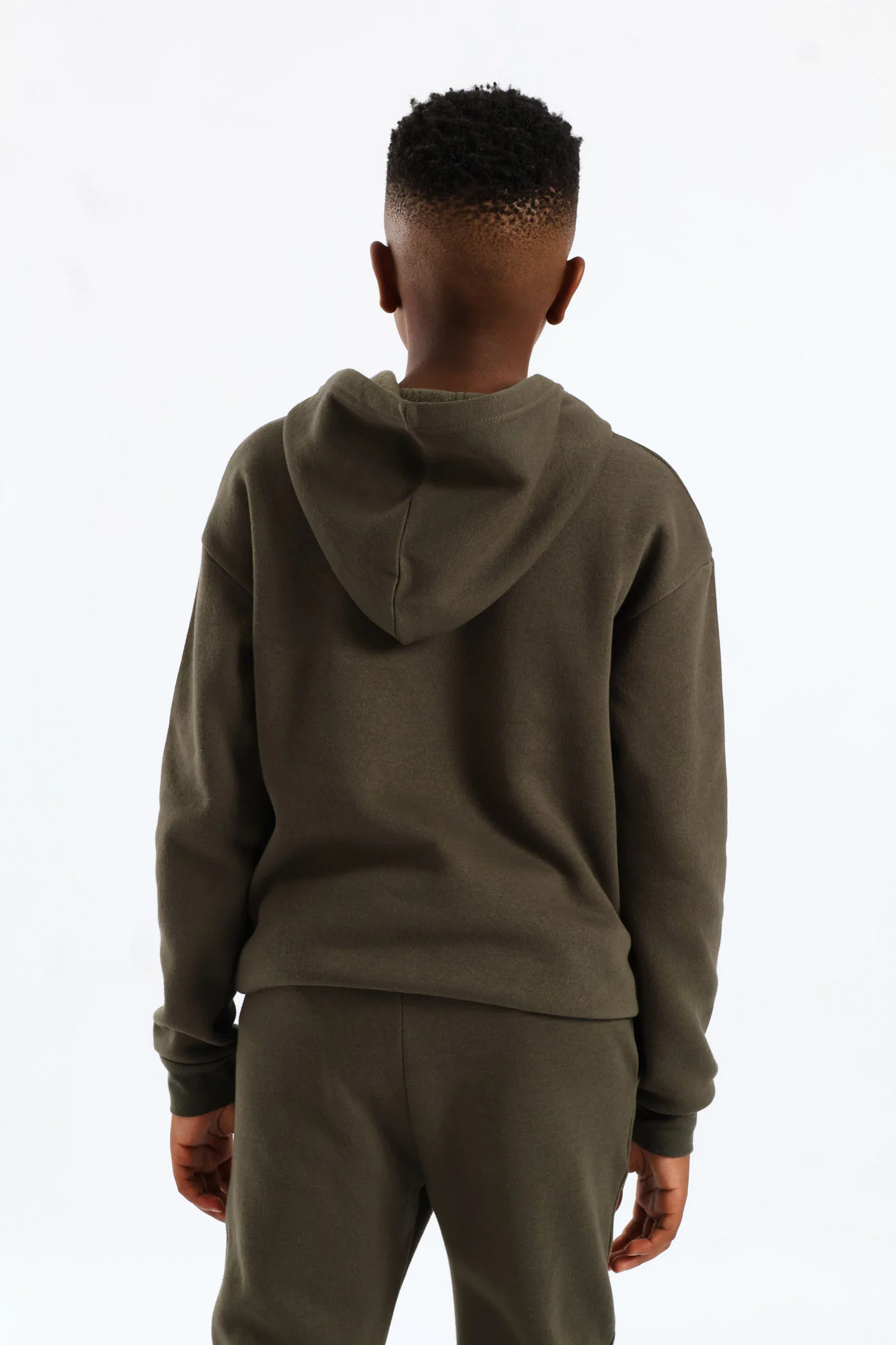 Boys Basic Fleece Hoody - Olive - Image 6