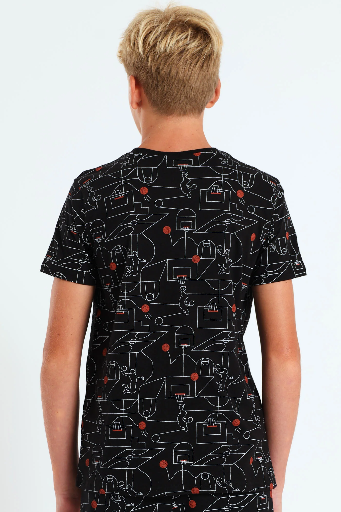 Boys Baskebtall Print Tee - Black - Image 2