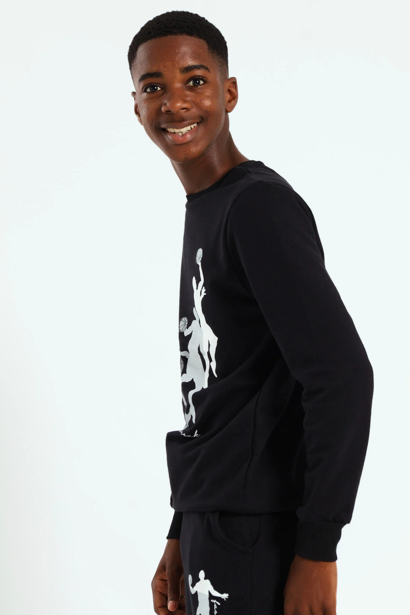 Boys Basketball Crew Top - Black - Image 4