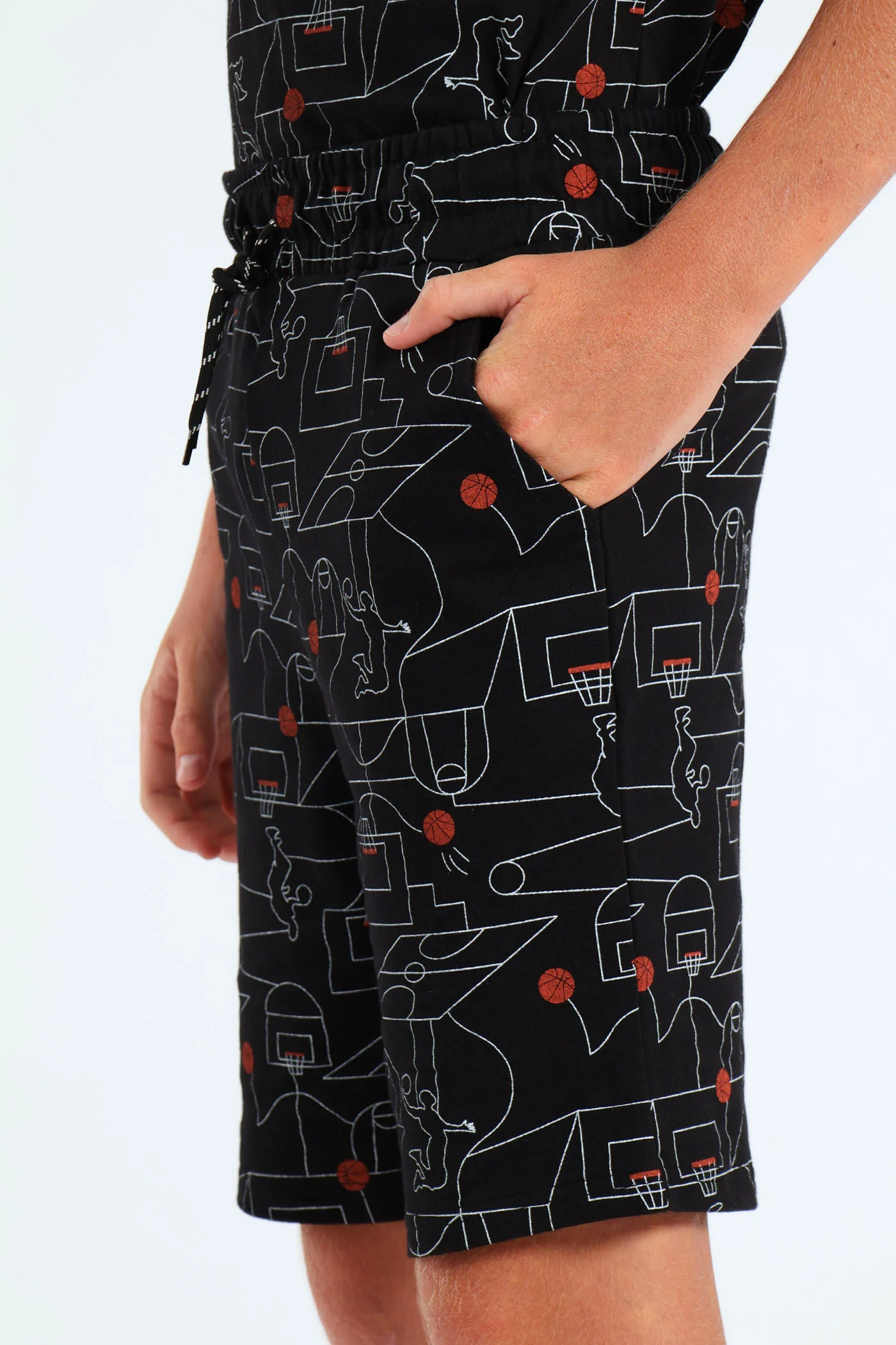 Boys Basketball Print Shorts - Black - Image 2