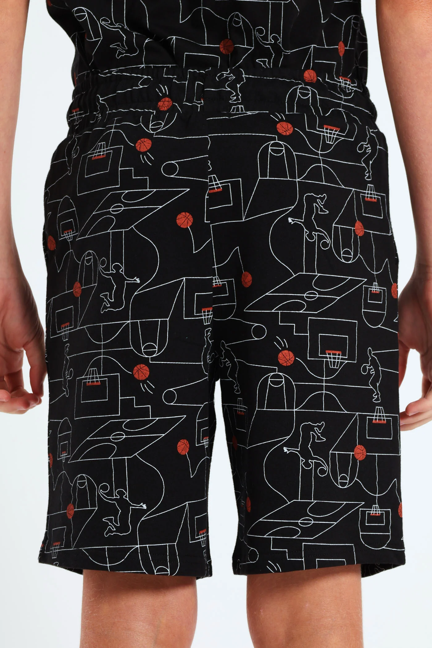 Boys Basketball Print Shorts - Black - Image 3