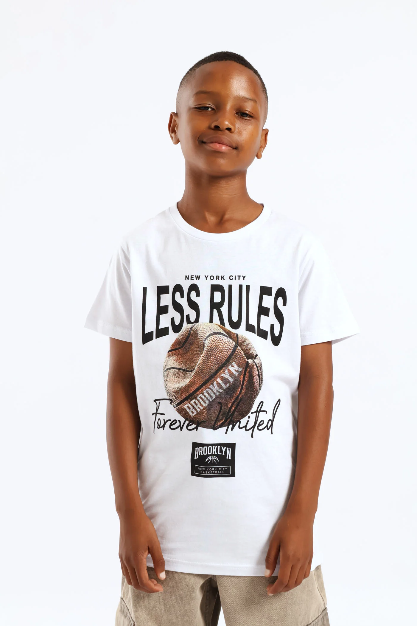 Boys Basketball Print T-Shirt - White - Image 2