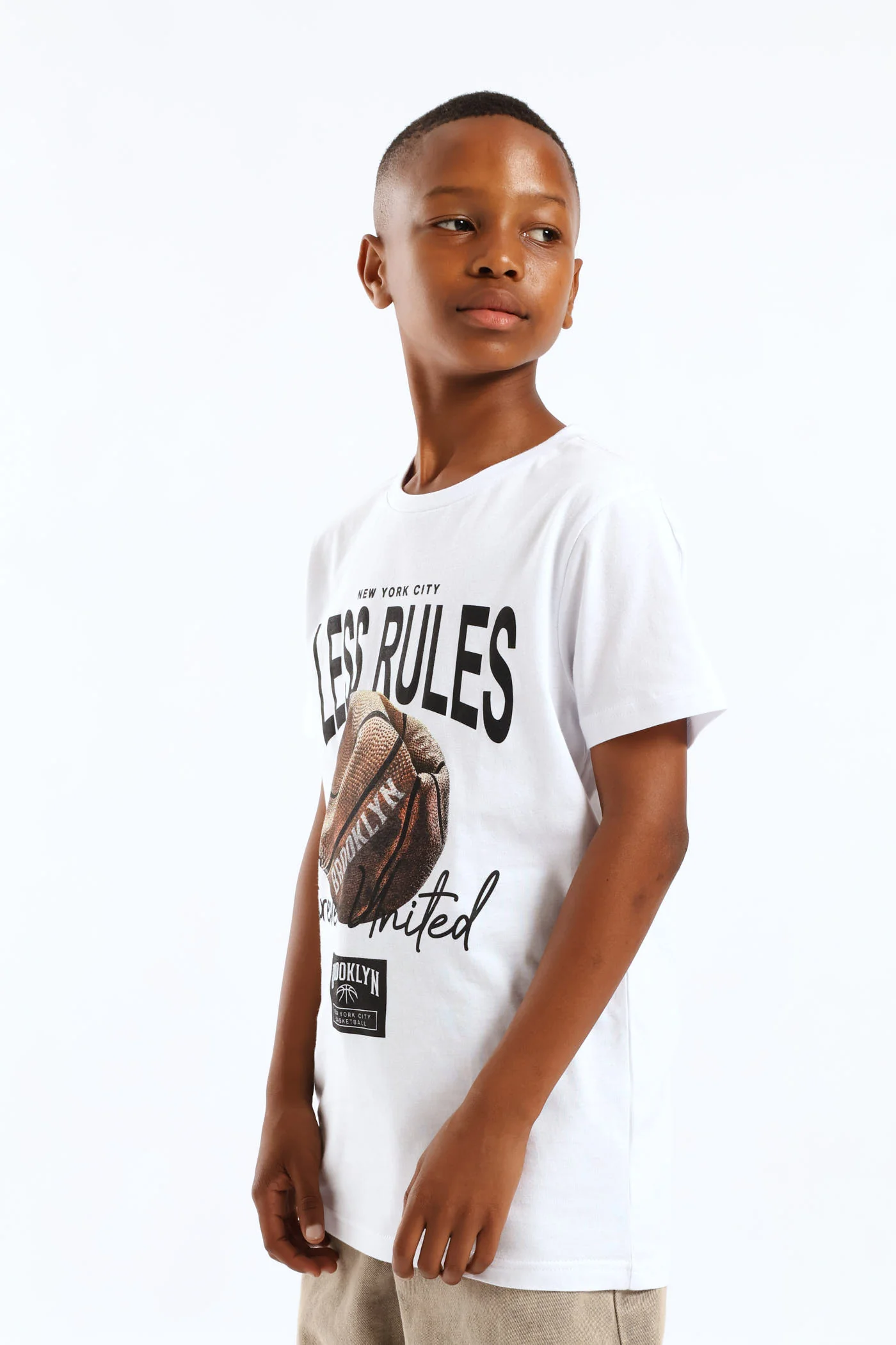Boys Basketball Print T-Shirt - White - Image 3