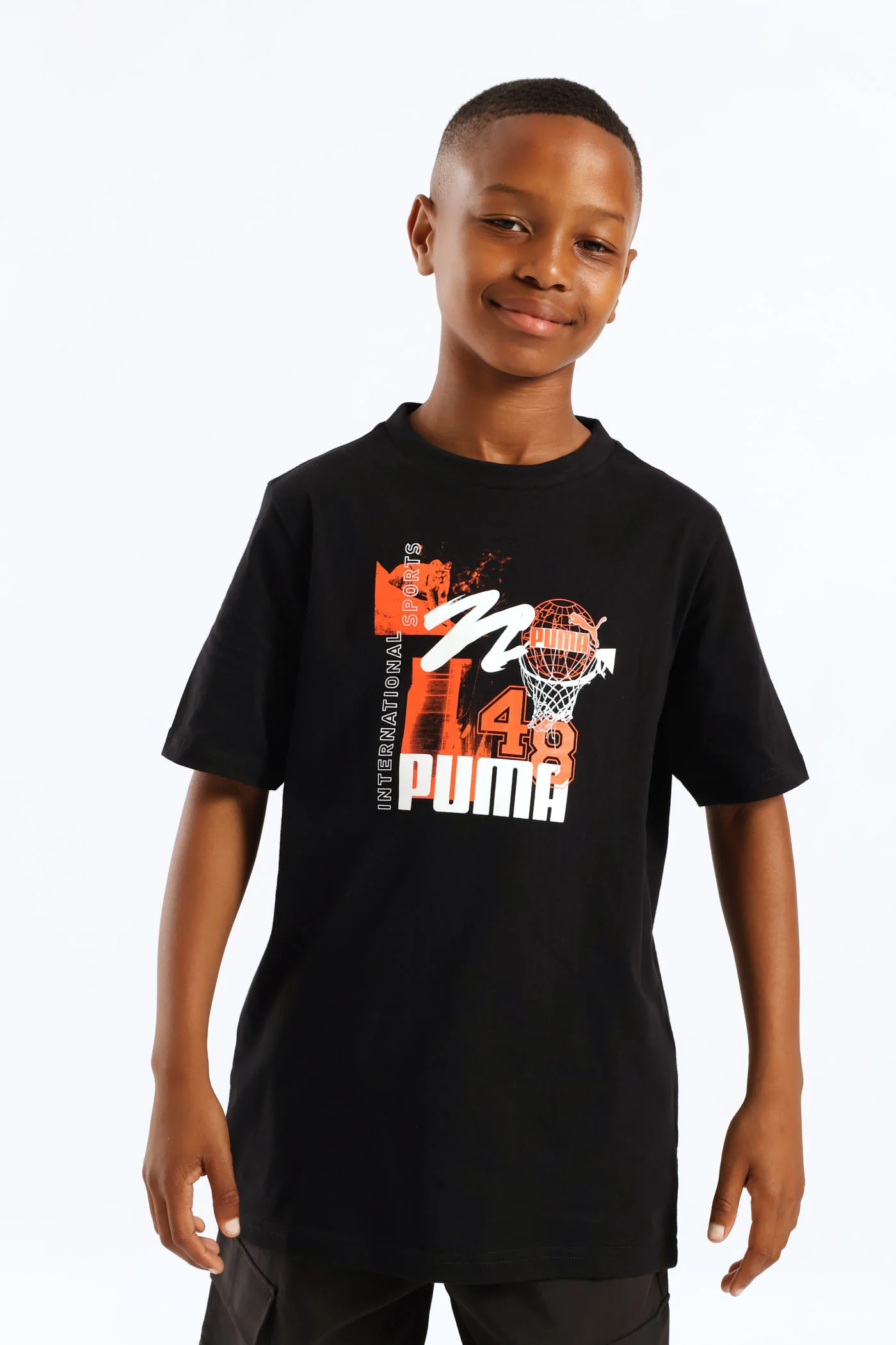 Boys Basketball Print Tee - Black - Image 2
