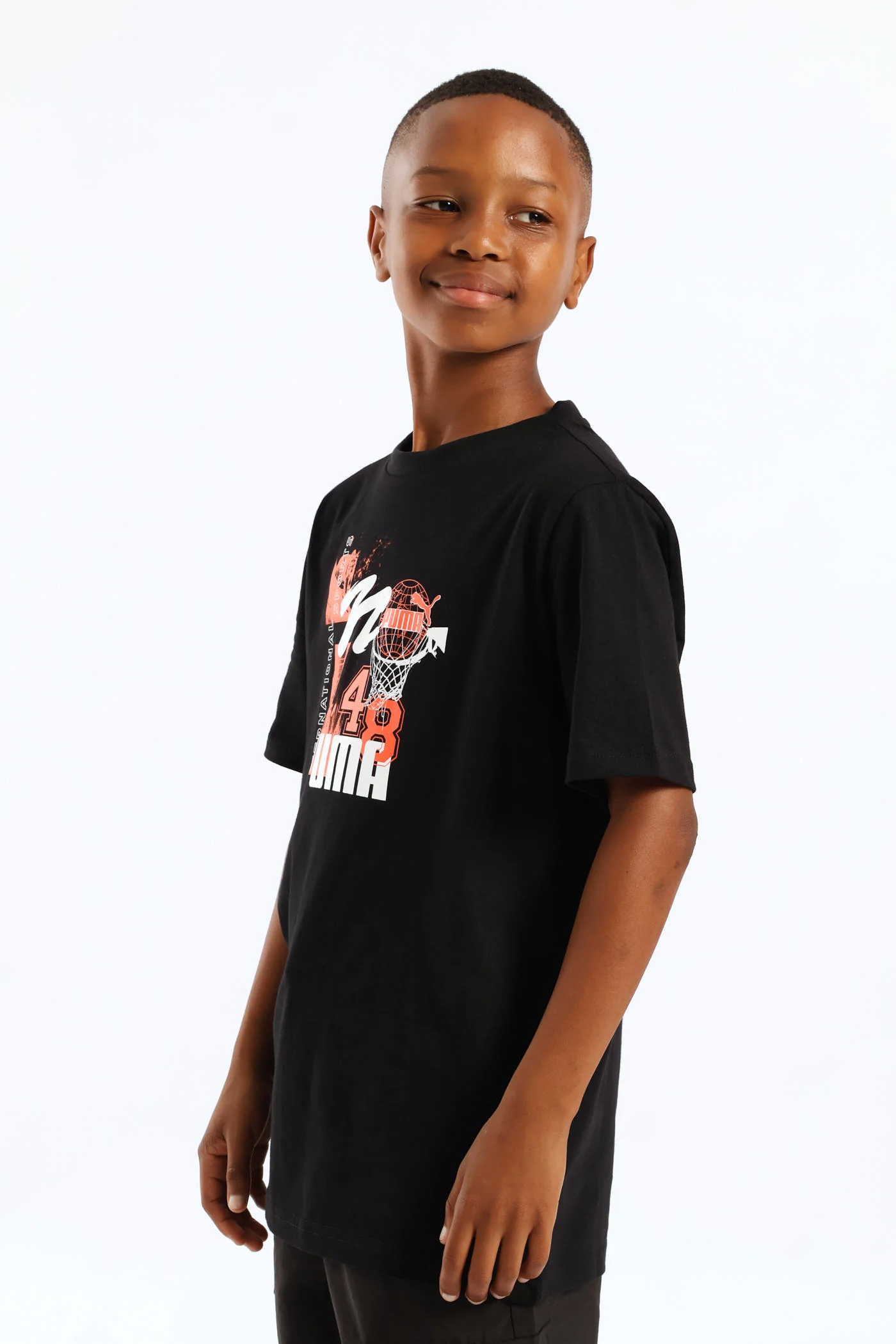Boys Basketball Print Tee - Black - Image 3