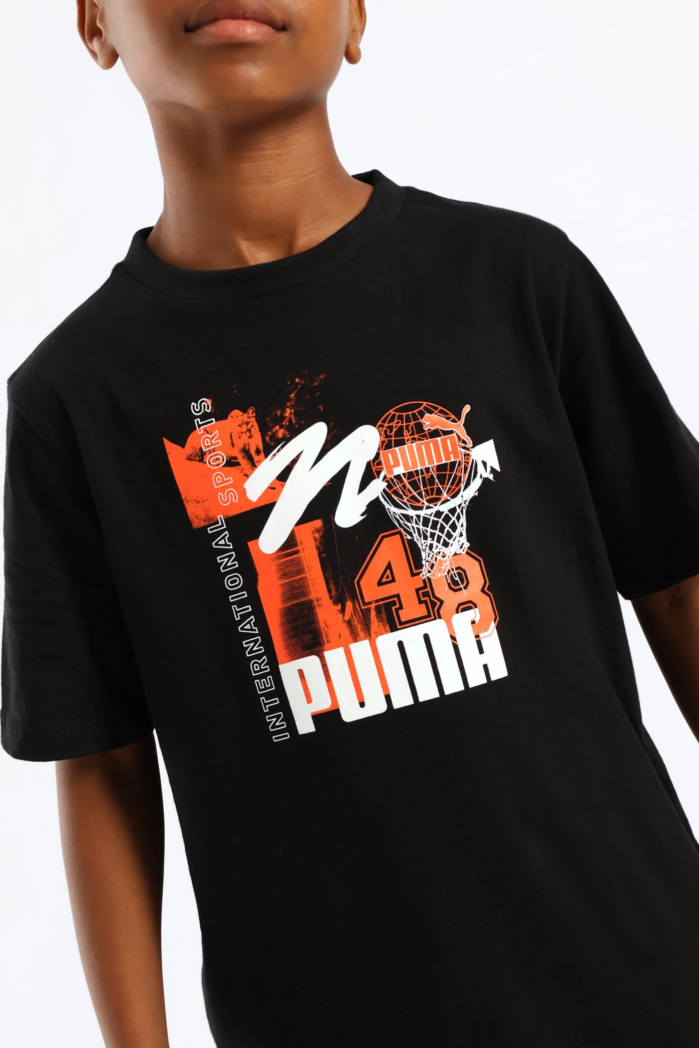 Boys Basketball Print Tee - Black - Image 5