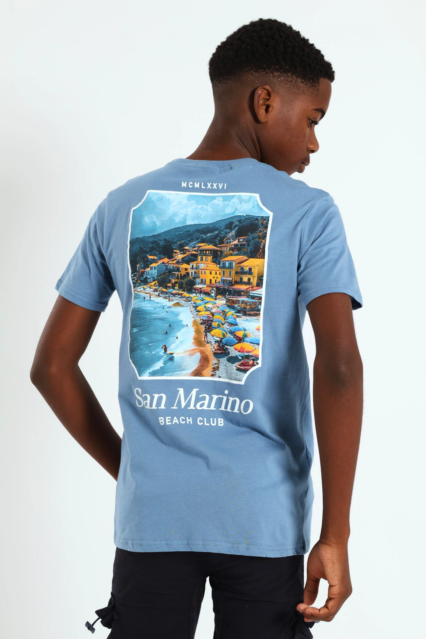Boys Beach Club Front & Back Print Tee - Blue - Image 2