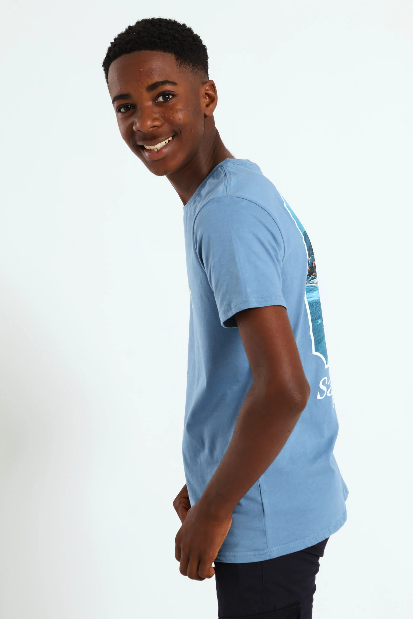 Boys Beach Club Front & Back Print Tee - Blue - Image 3