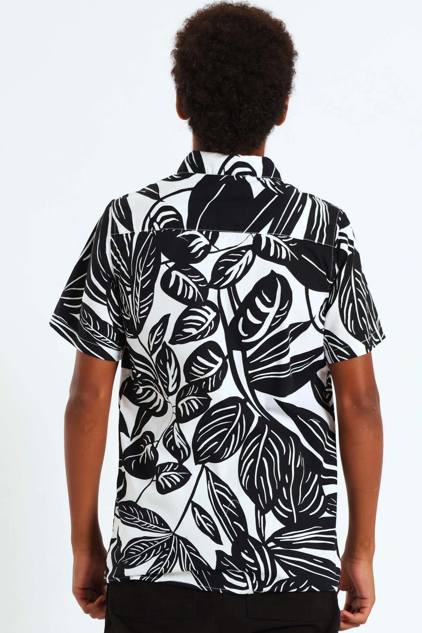 Boys Big Floral Shirt - Black/White - Image 5