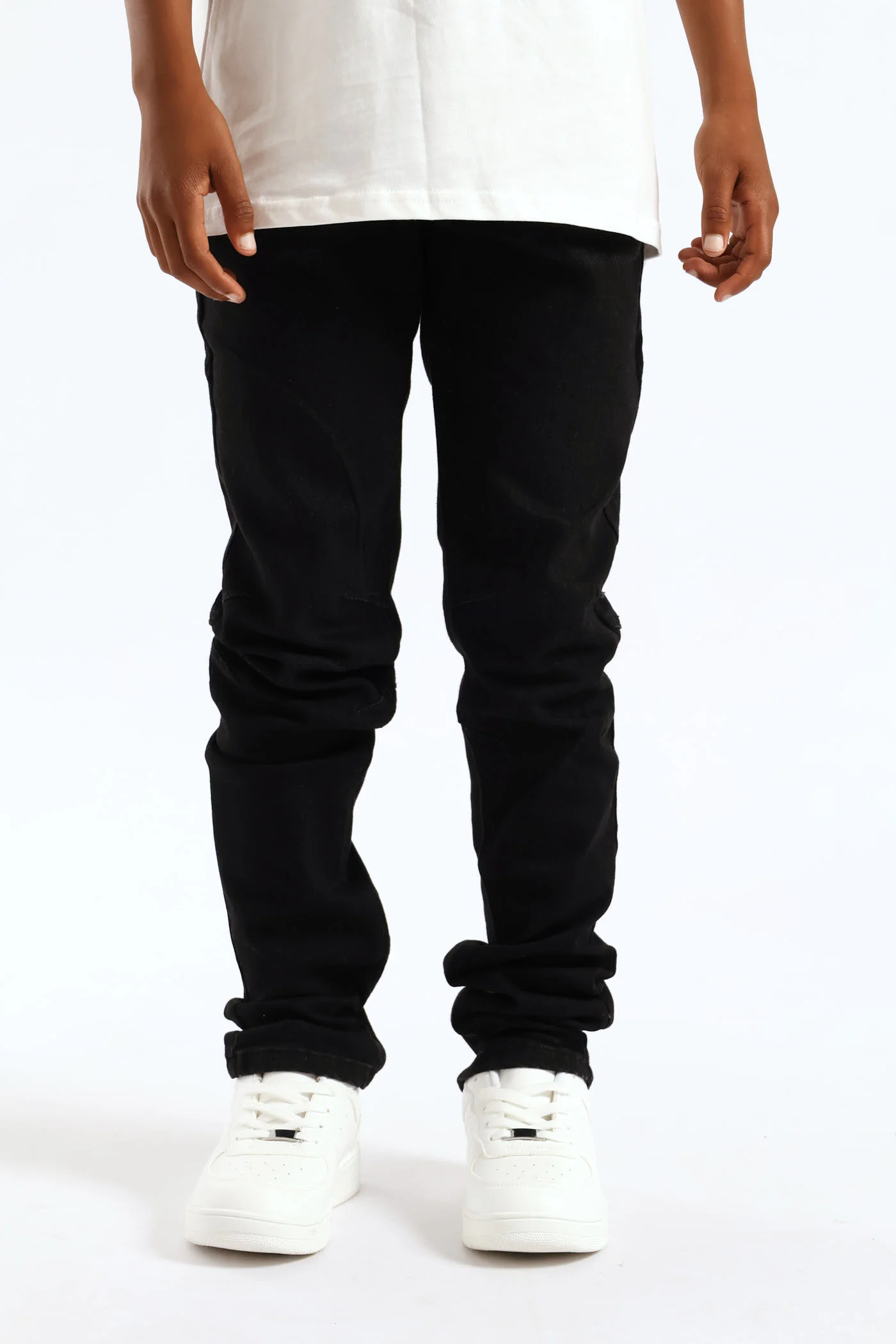 Boys Biker Skinny Jeans - Charcoal - Image 2