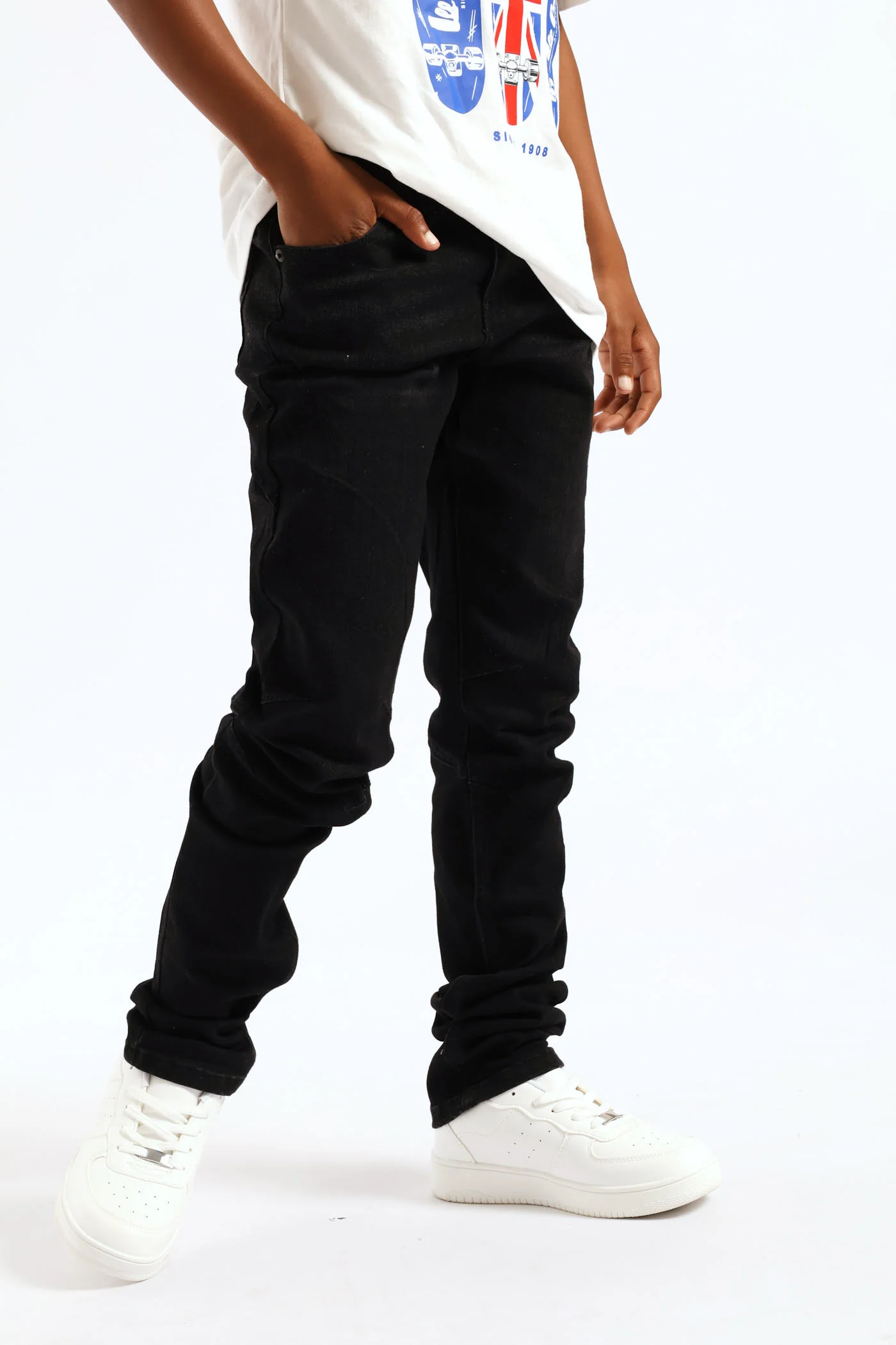 Boys Biker Skinny Jeans - Charcoal - Image 3