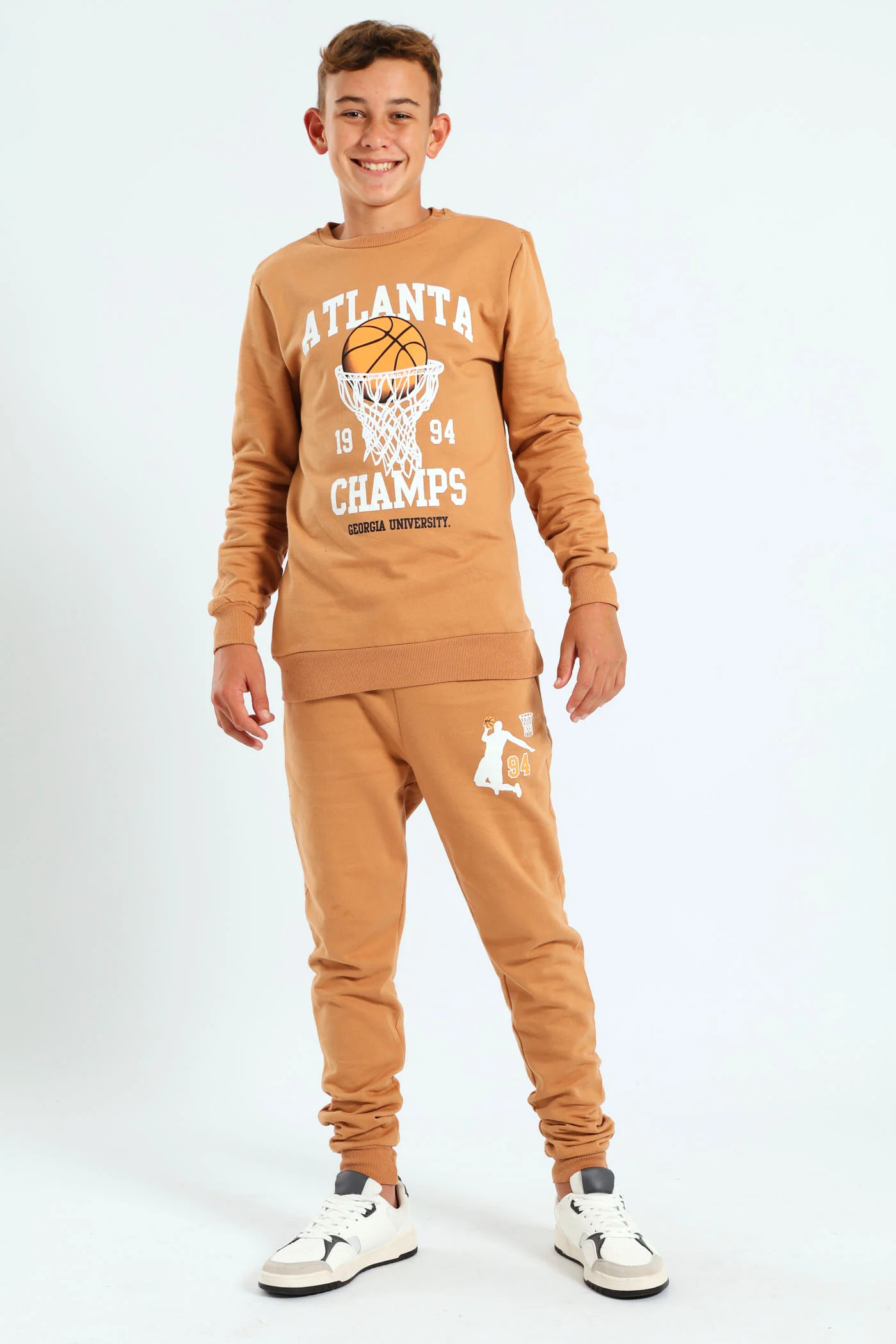 Boys Basketball Crew Top - Brown - Image 2