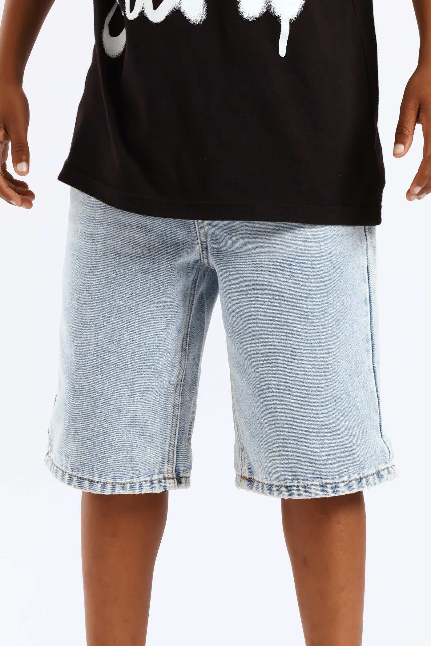 Boys Bleached Denim Bermuda Short - Blue - Image 2