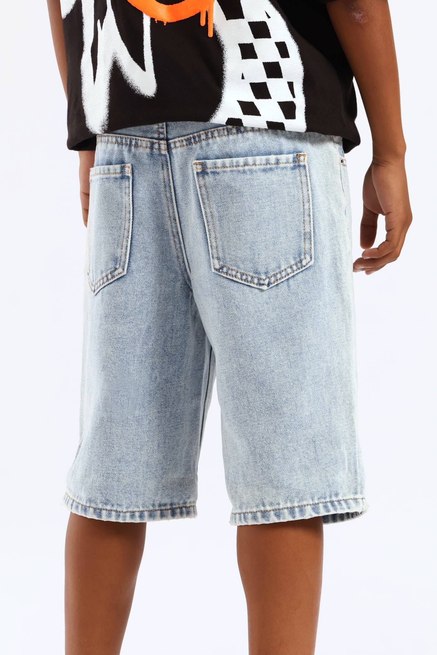 Boys Bleached Denim Bermuda Short - Blue - Image 5