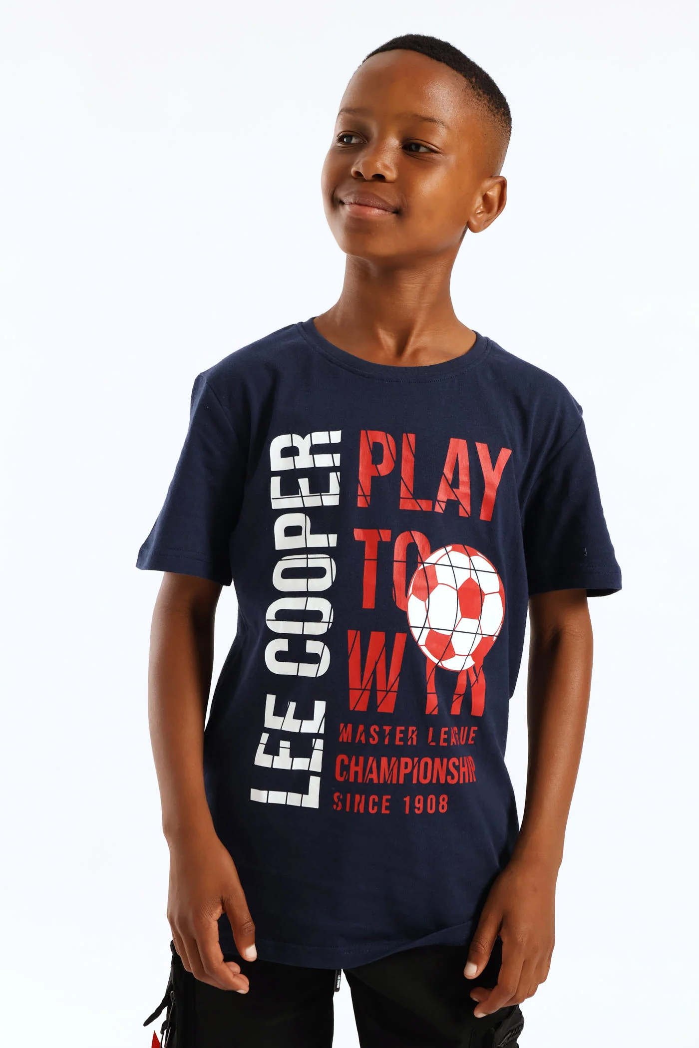 Boys Brandon Soccer Print T-Shirt - Navy - Image 2