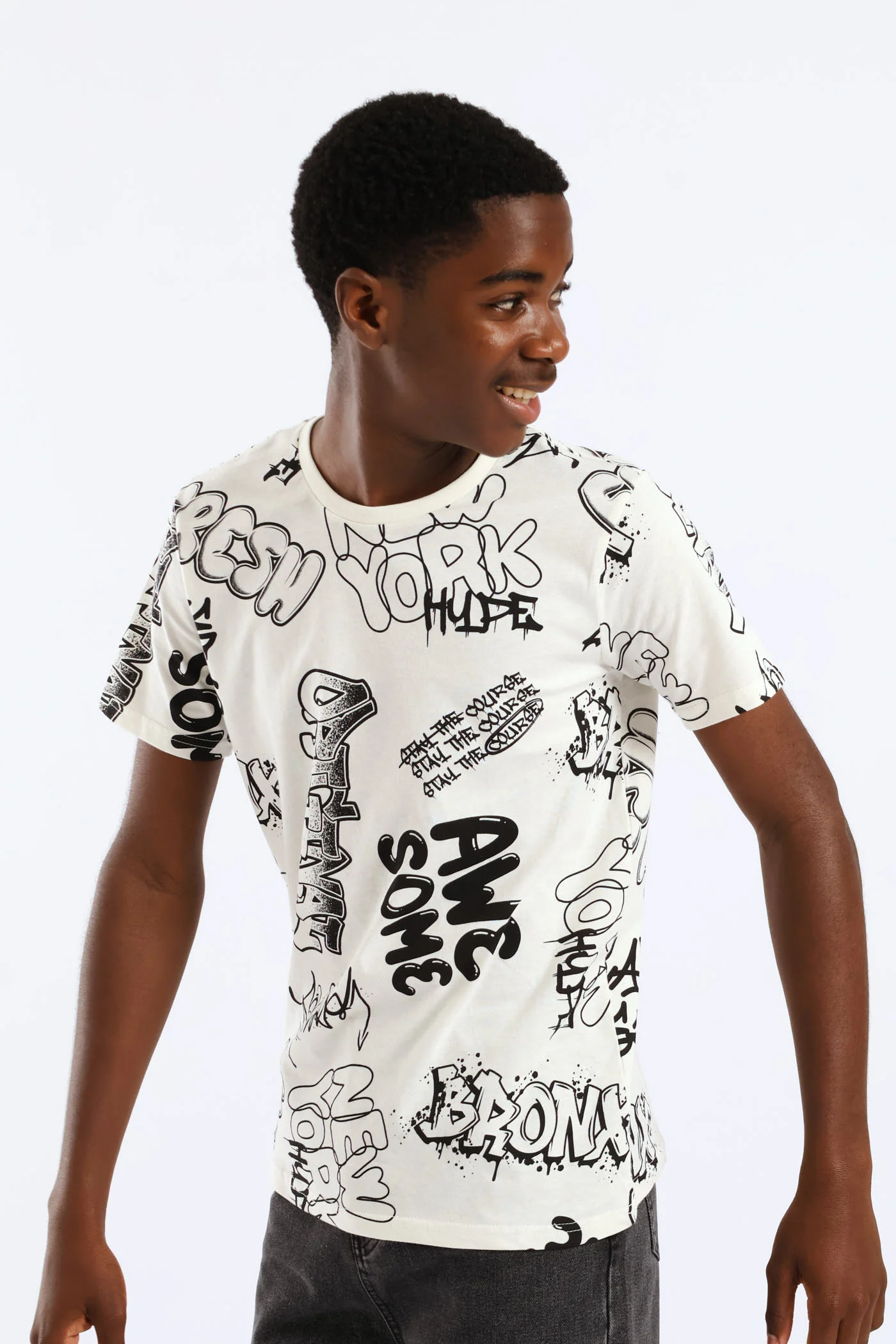 Boys Bronx Graffiti T-Shirt - Ivory - Image 3
