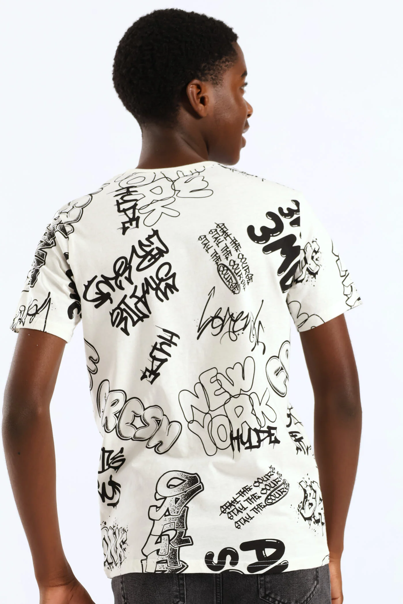 Boys Bronx Graffiti T-Shirt - Ivory - Image 4