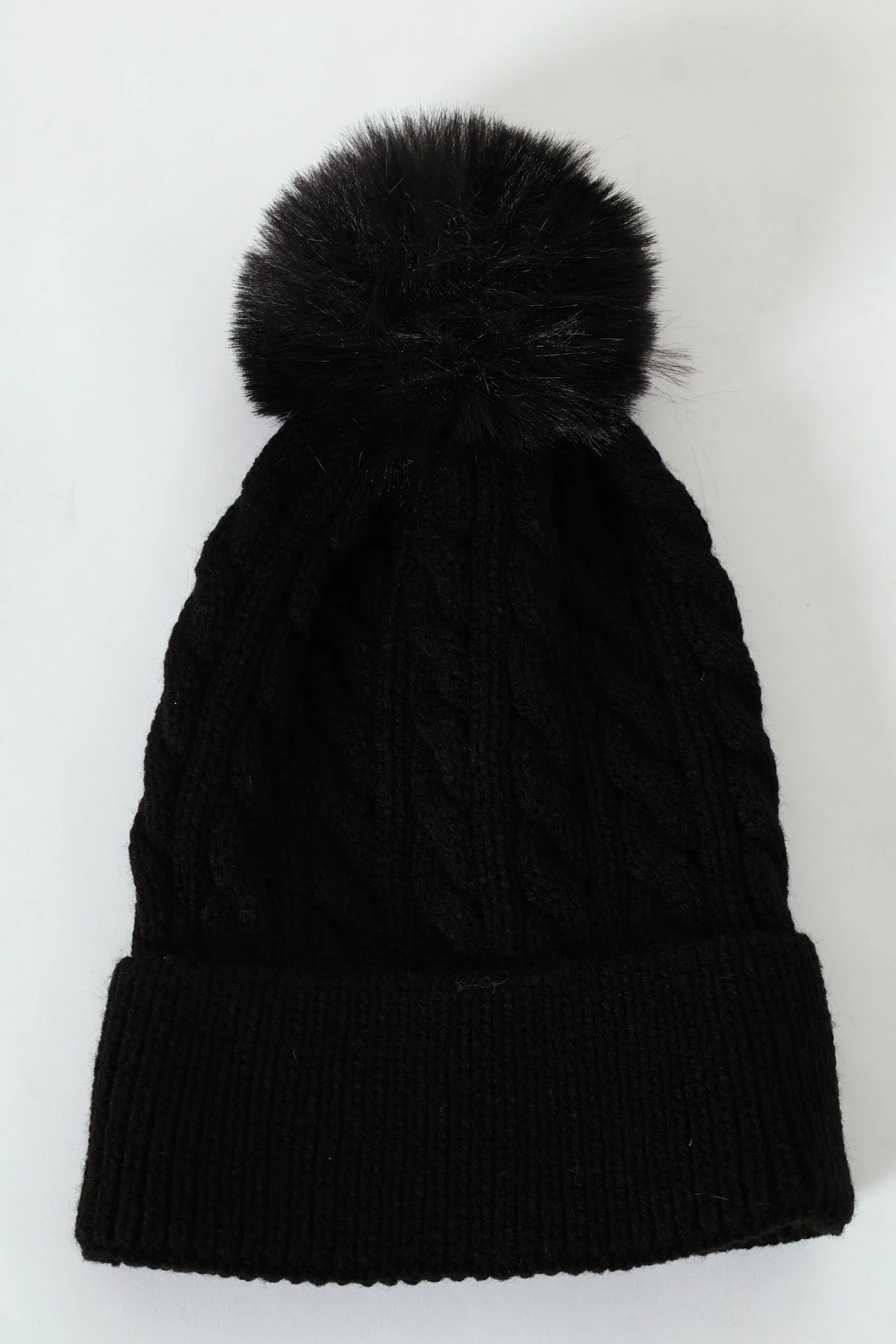 Boys Cable Knit Beanie With Gloves - Black - Image 2