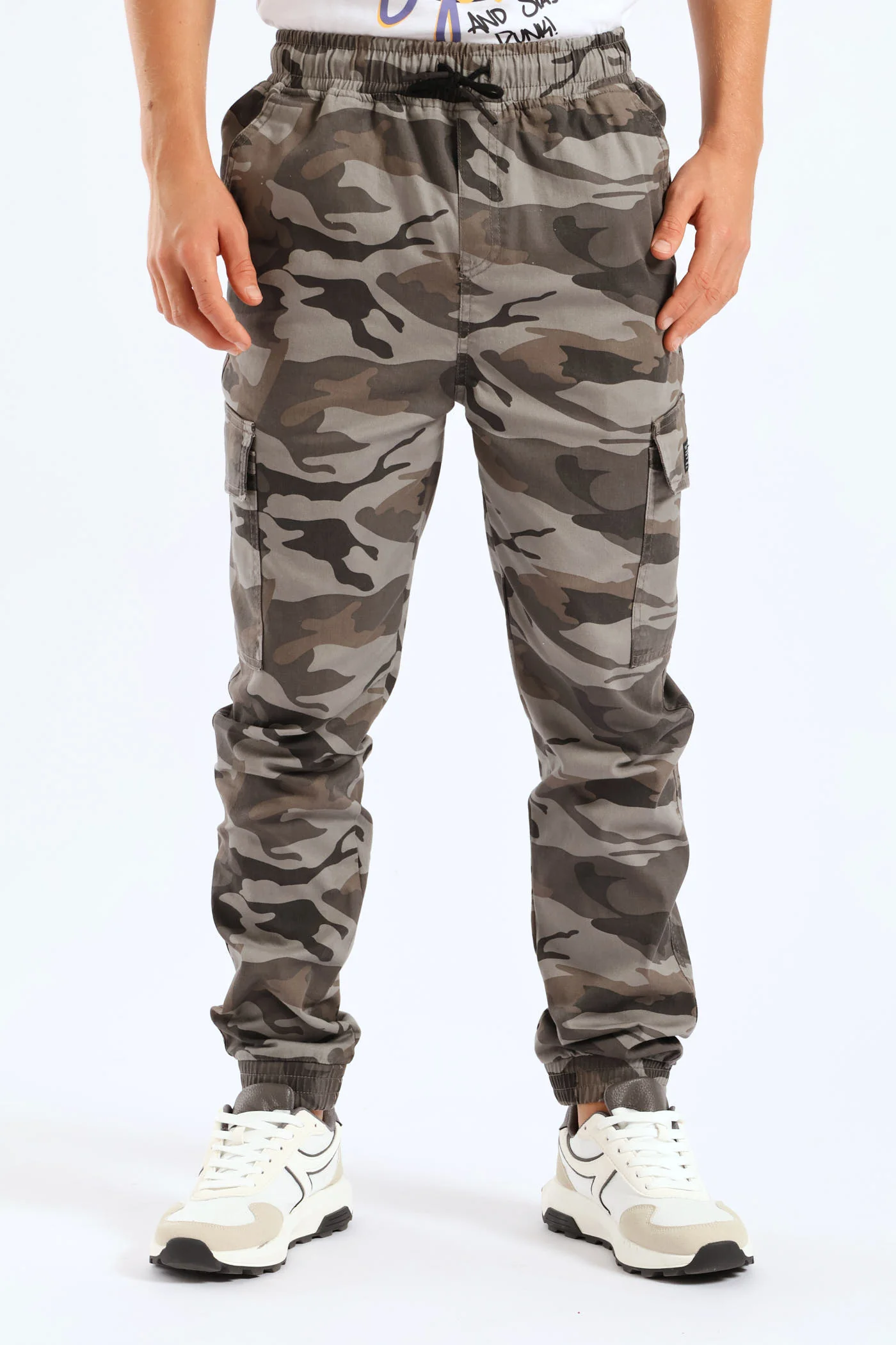 Boys Camo Print Cargo Jogger - Grey - Image 3