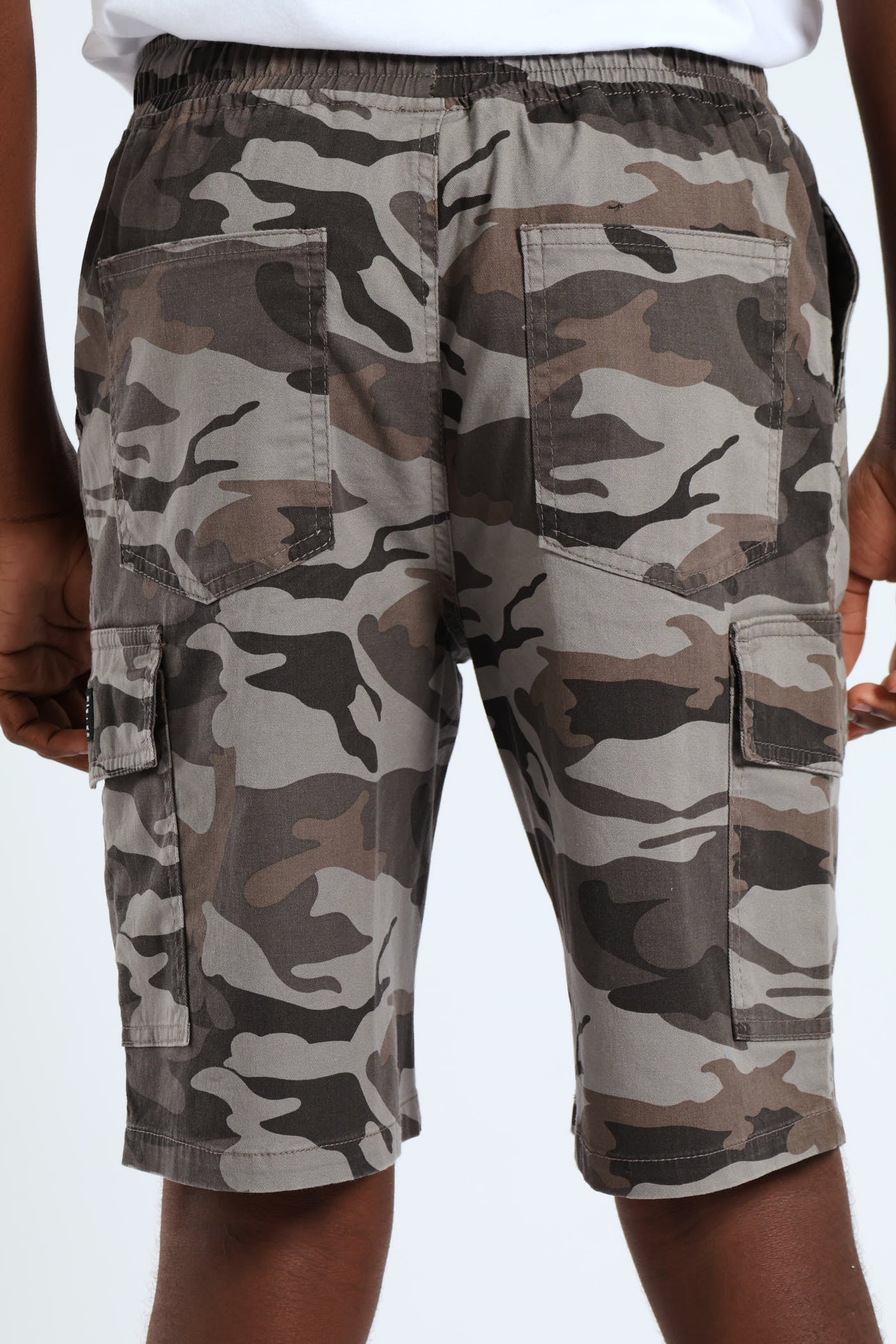 Boys Camo Print Cargo Short - Grey - Image 2