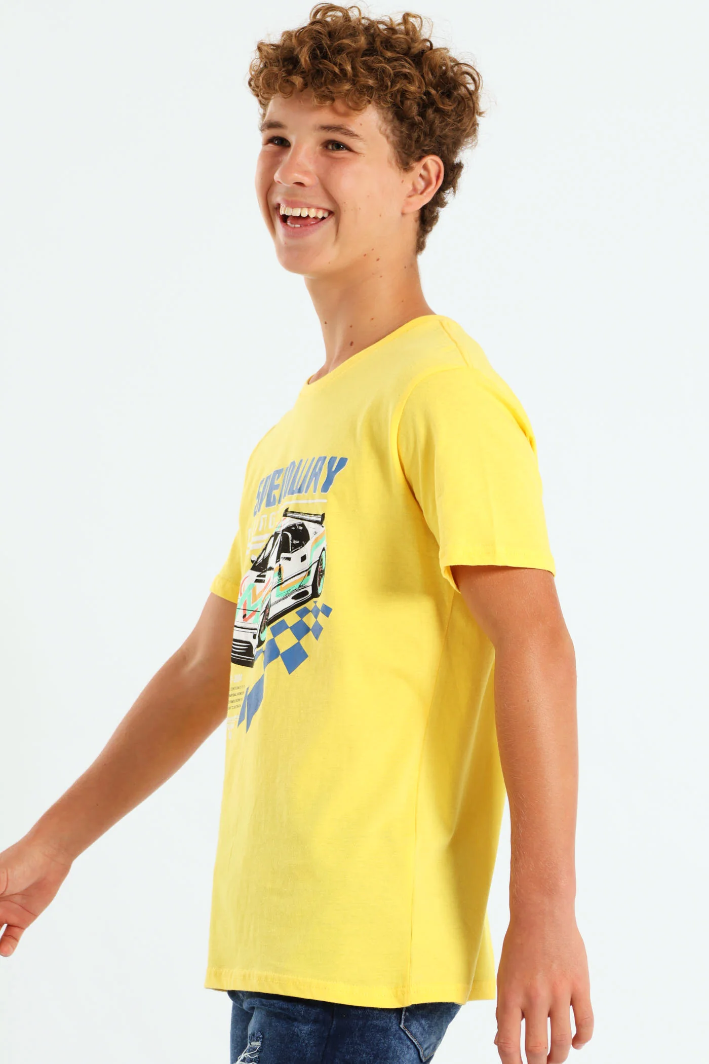 Boys Car Print Tee - Yellow - Image 4