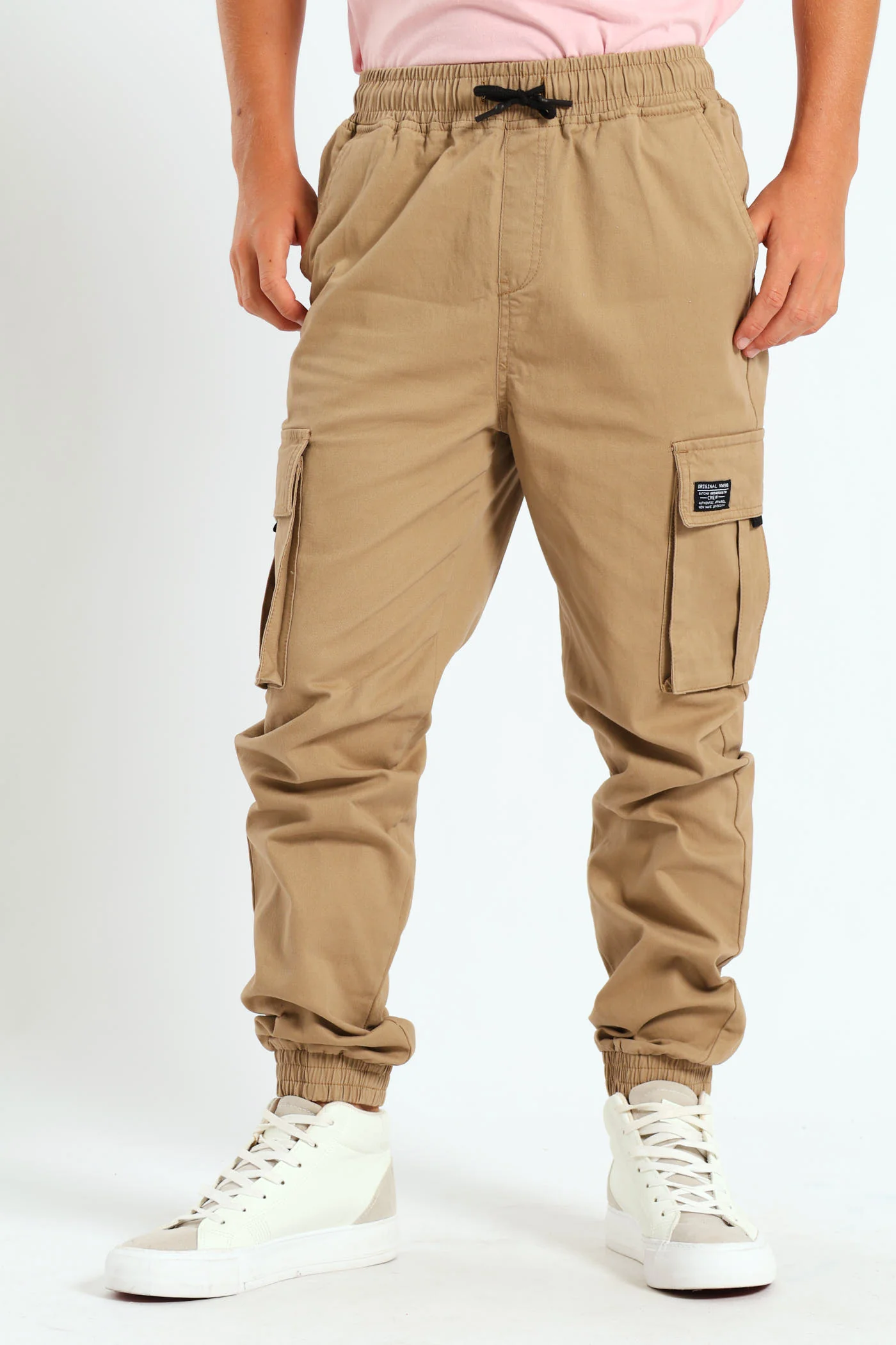 Boys Cargo Jogger Pants - Stone - Image 4
