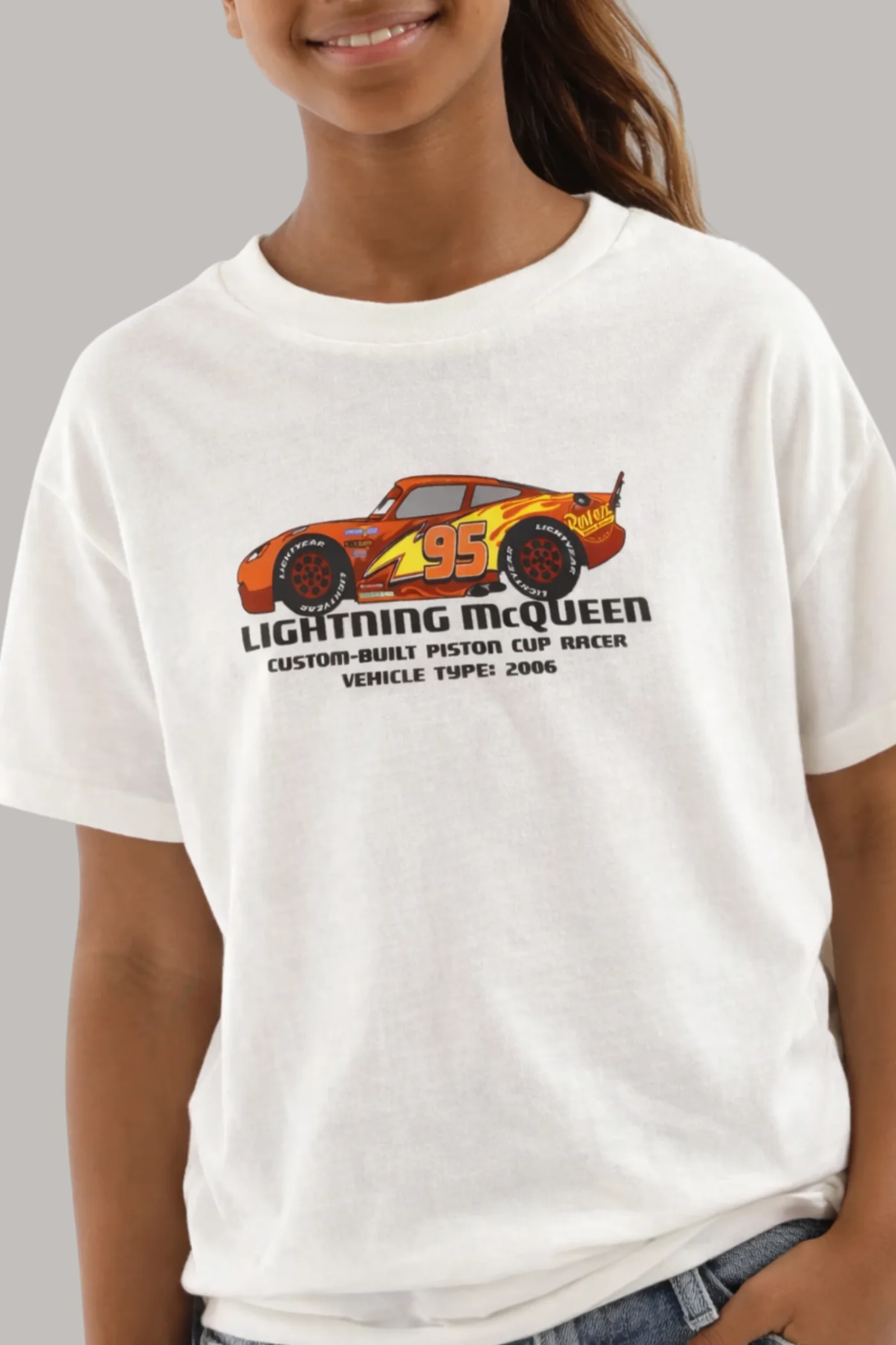 Girls Cars Graphic Oversized T-Shirt - Cream - Image 2