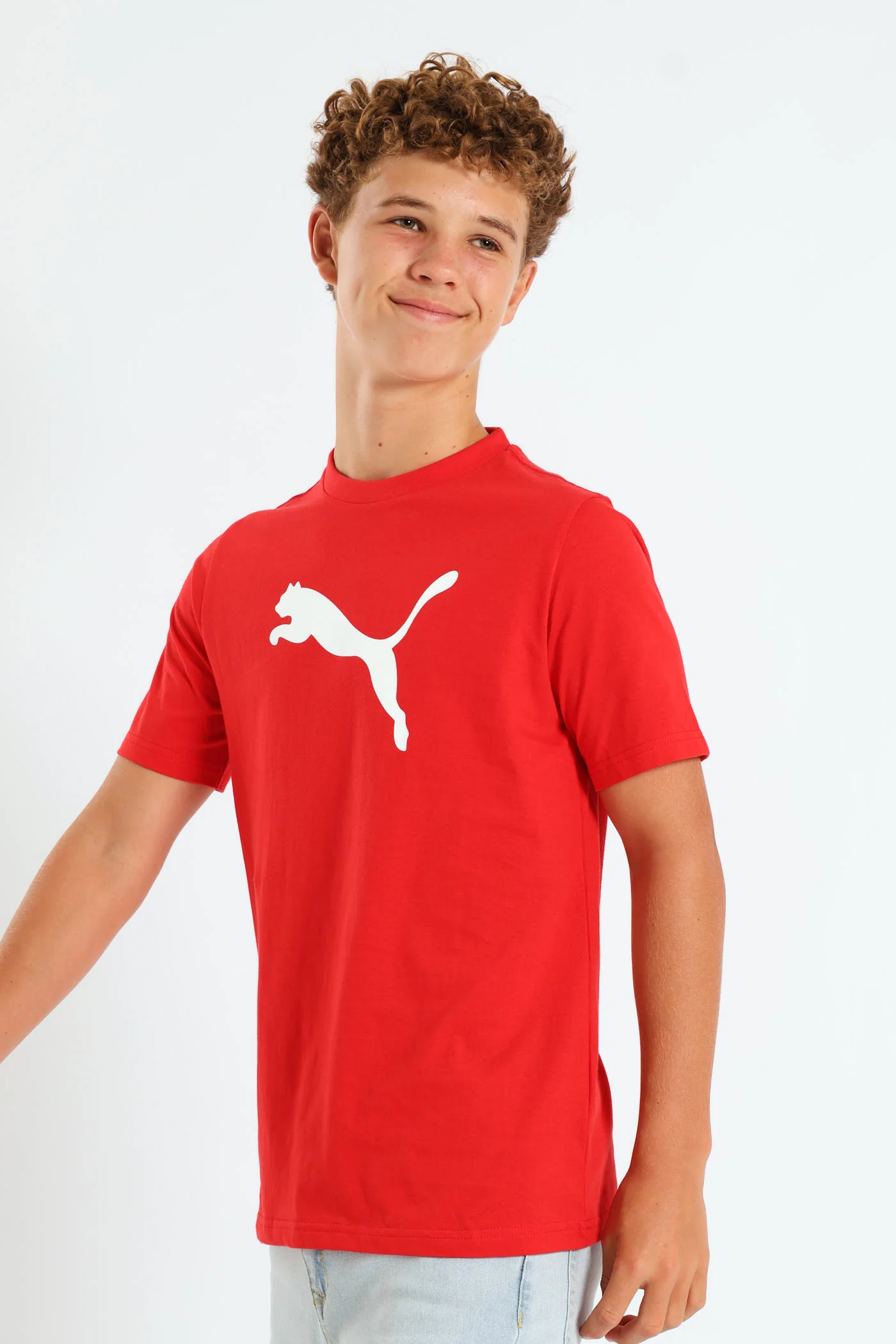 Boys Cat Logo Tee - Red - Image 2