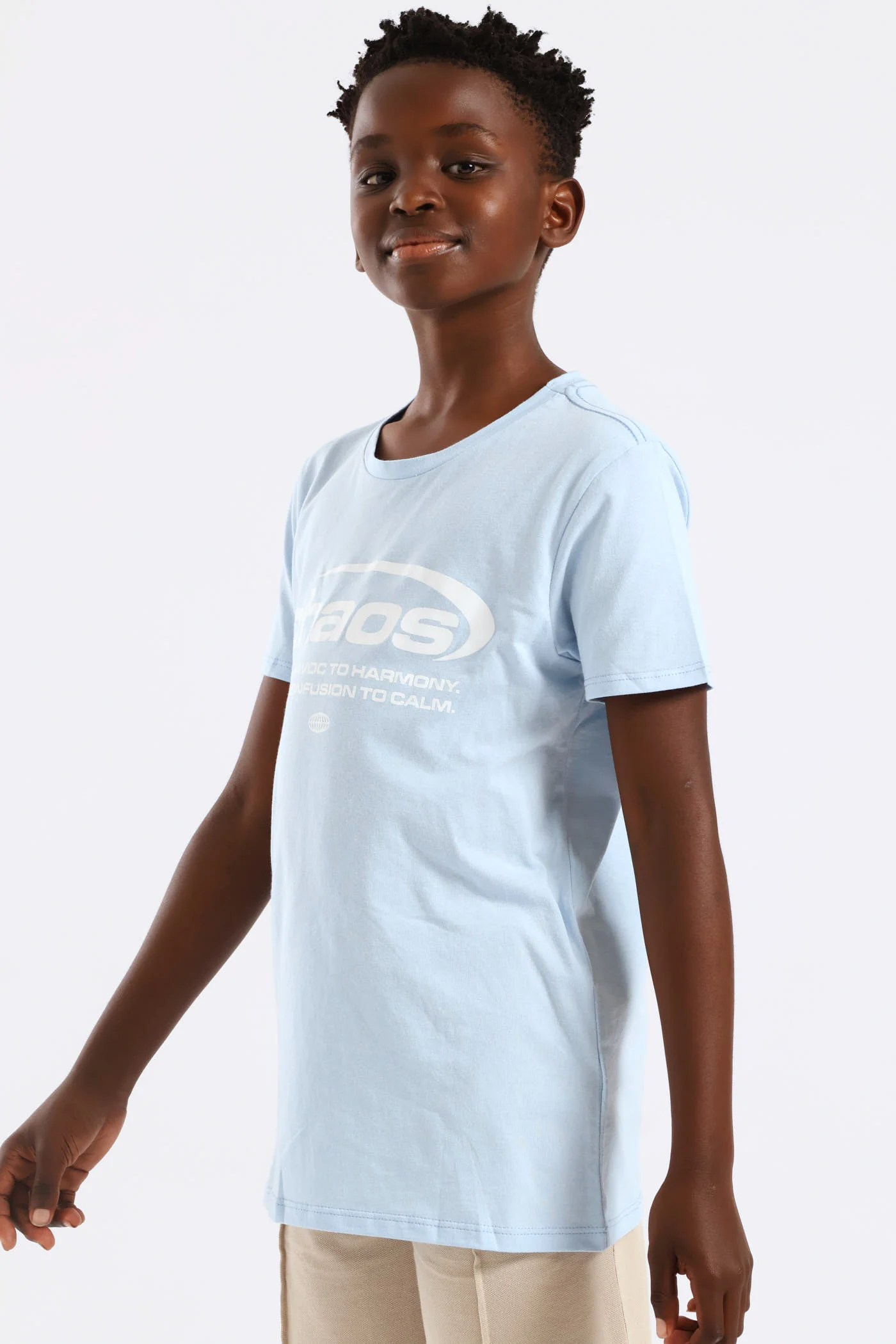 Boys Chaotic Print Tee - Light Blue - Image 3