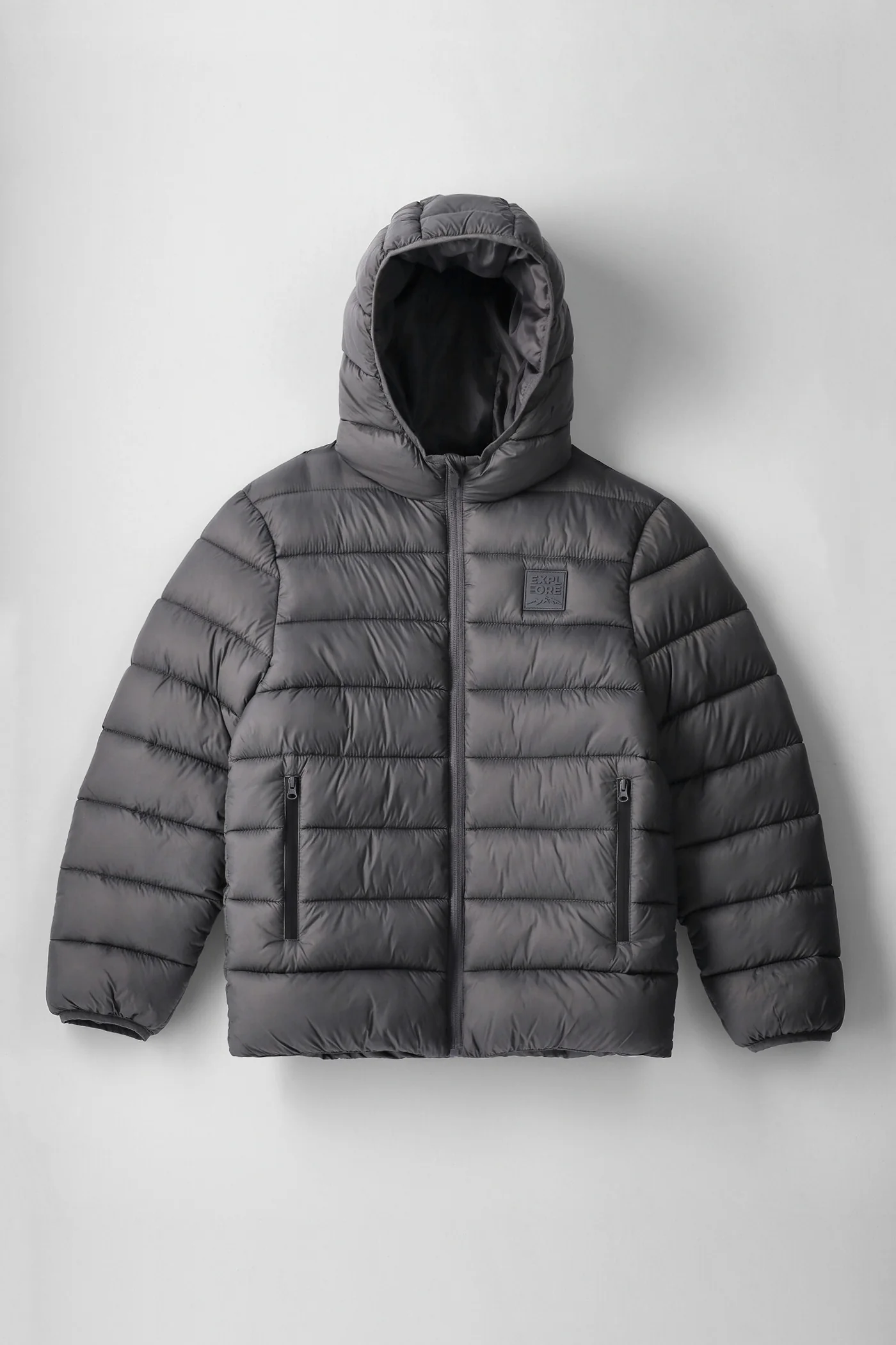 Boys Charcoal Puffer Jacket - Charcoal - Image 2
