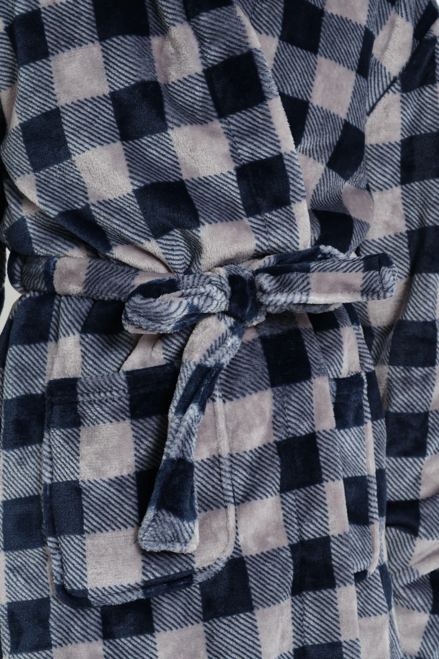 Boys Check Print Gown - Navy - Image 4