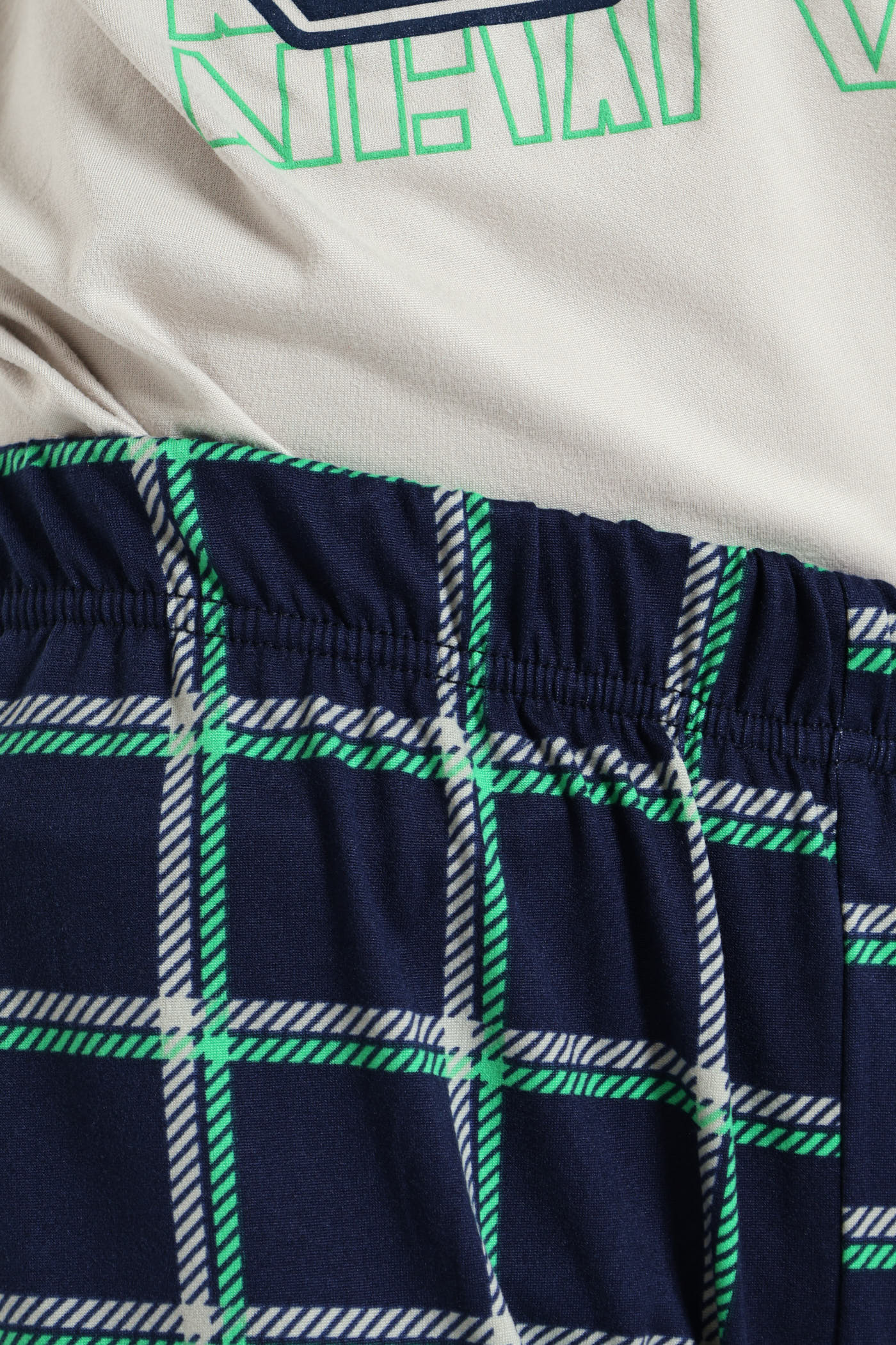 Boys Check Top & Bottom Sleep Set - Grey - Image 4