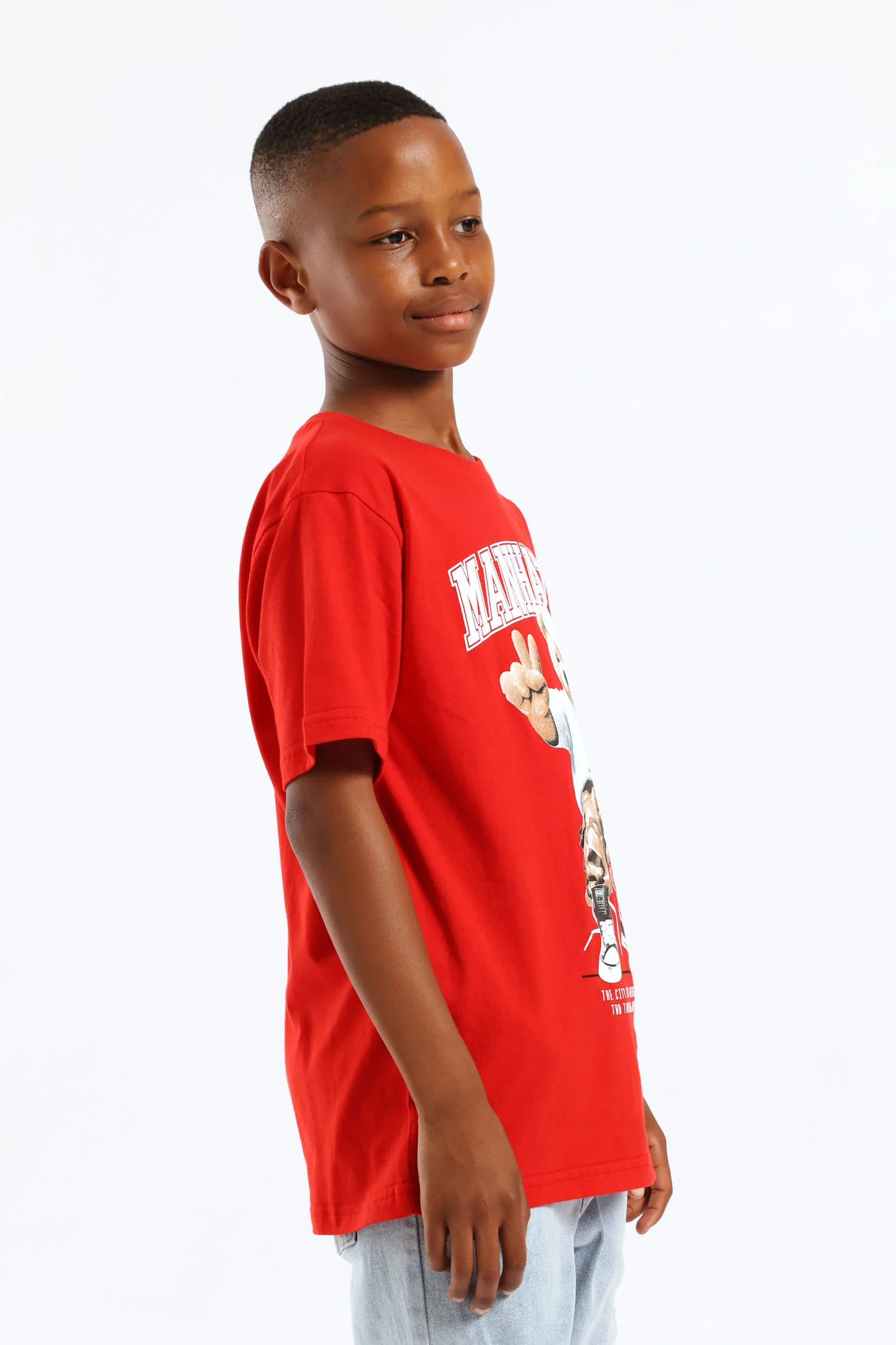 Boys Christmas Teddy Print T-Shirt - Red - Image 4