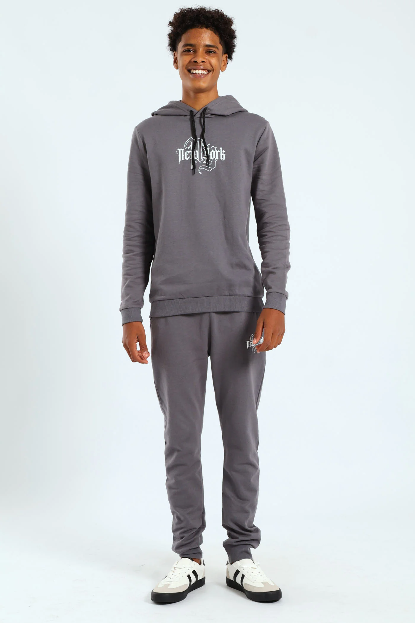 Boys City Back Print Hoody - Charcoal - Image 2