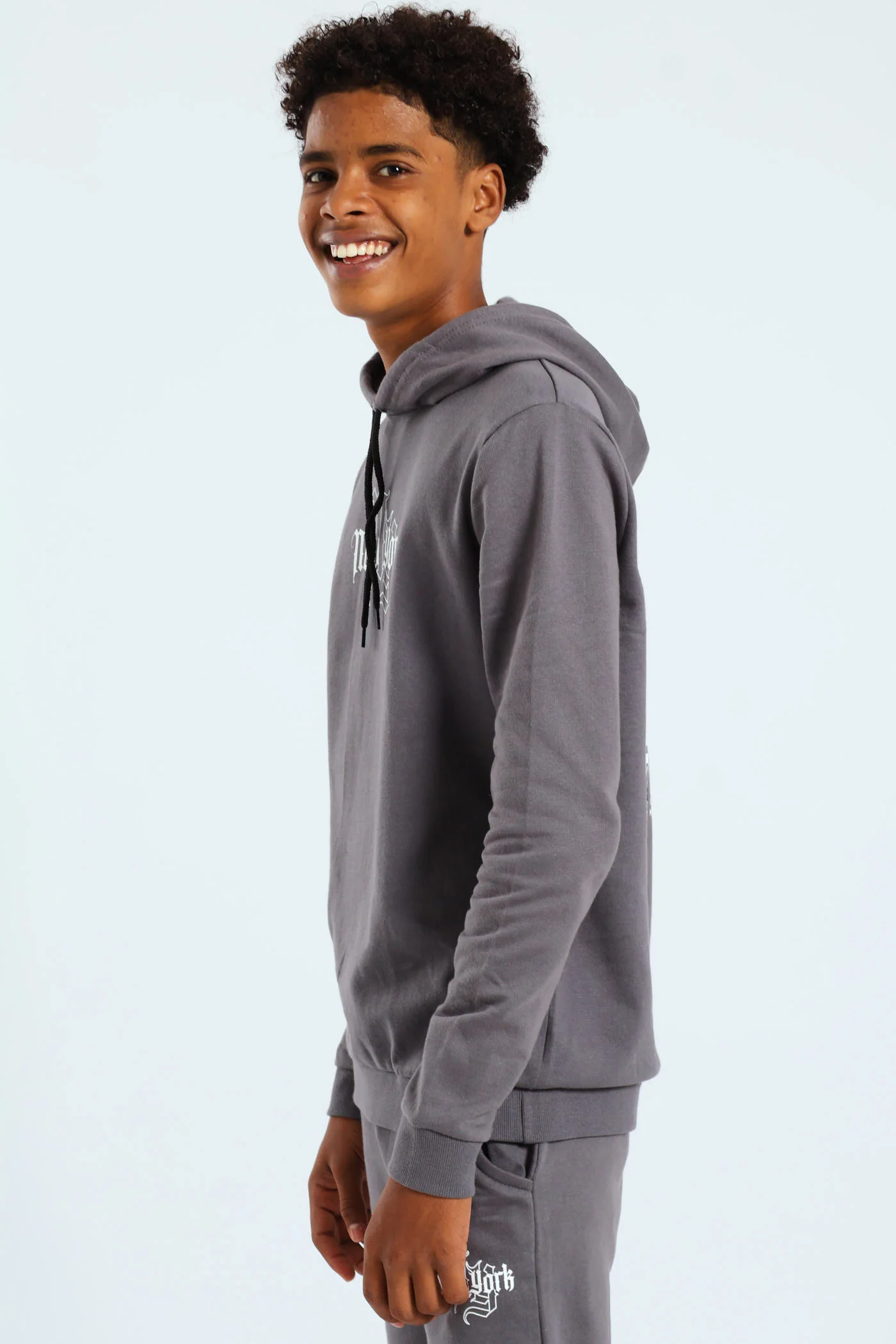 Boys City Back Print Hoody - Charcoal - Image 4