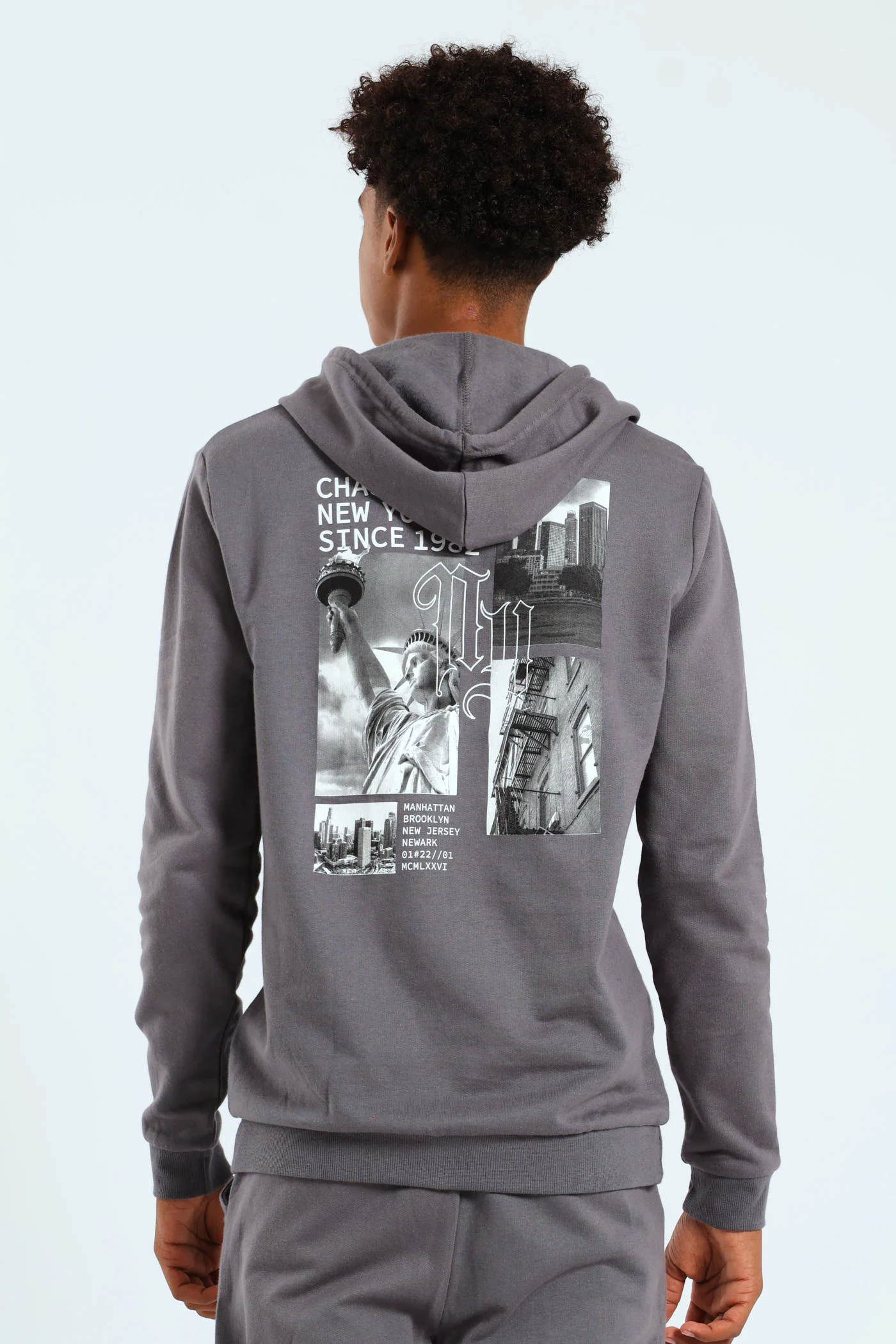 Boys City Back Print Hoody - Charcoal - Image 5