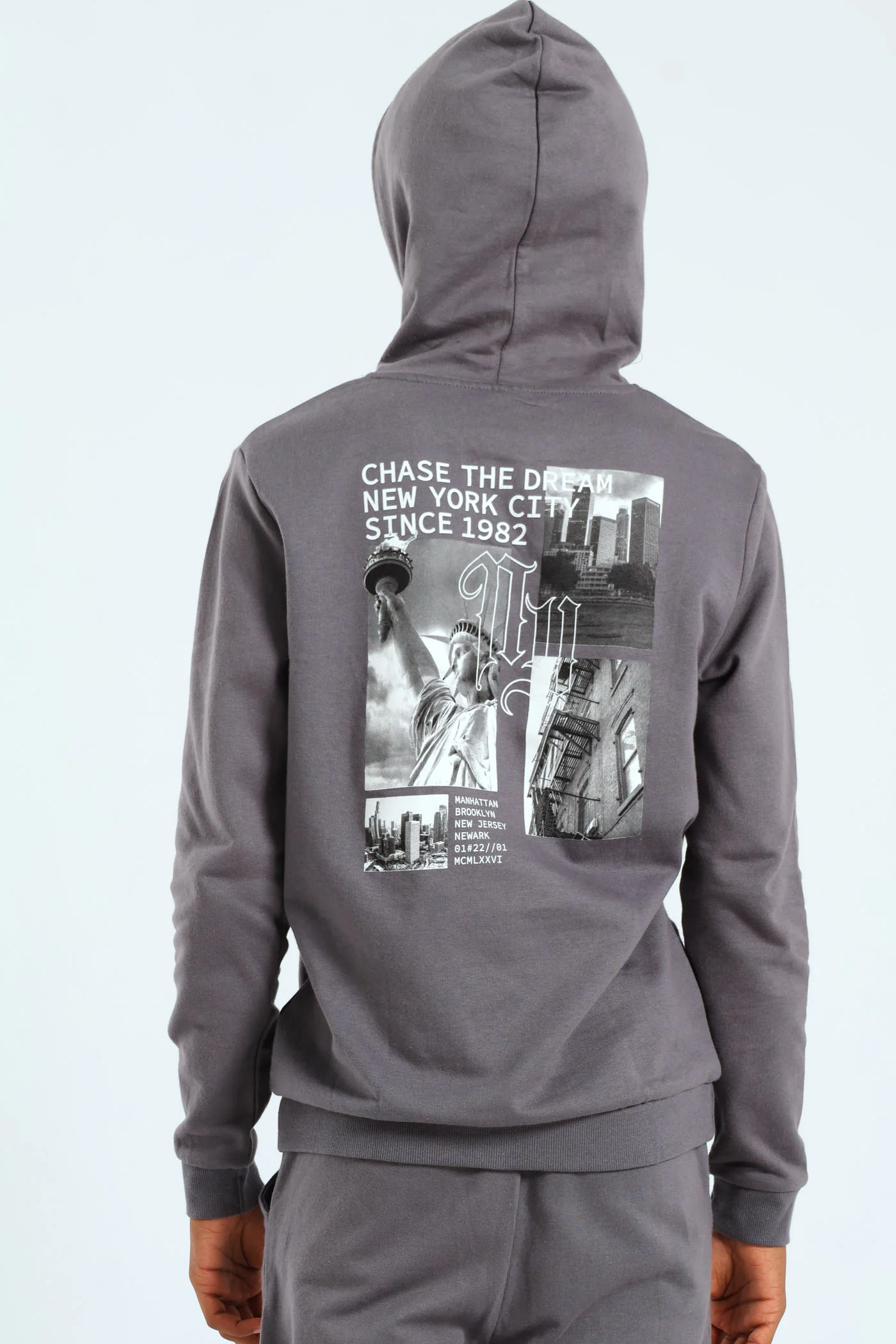 Boys City Back Print Hoody - Charcoal - Image 6
