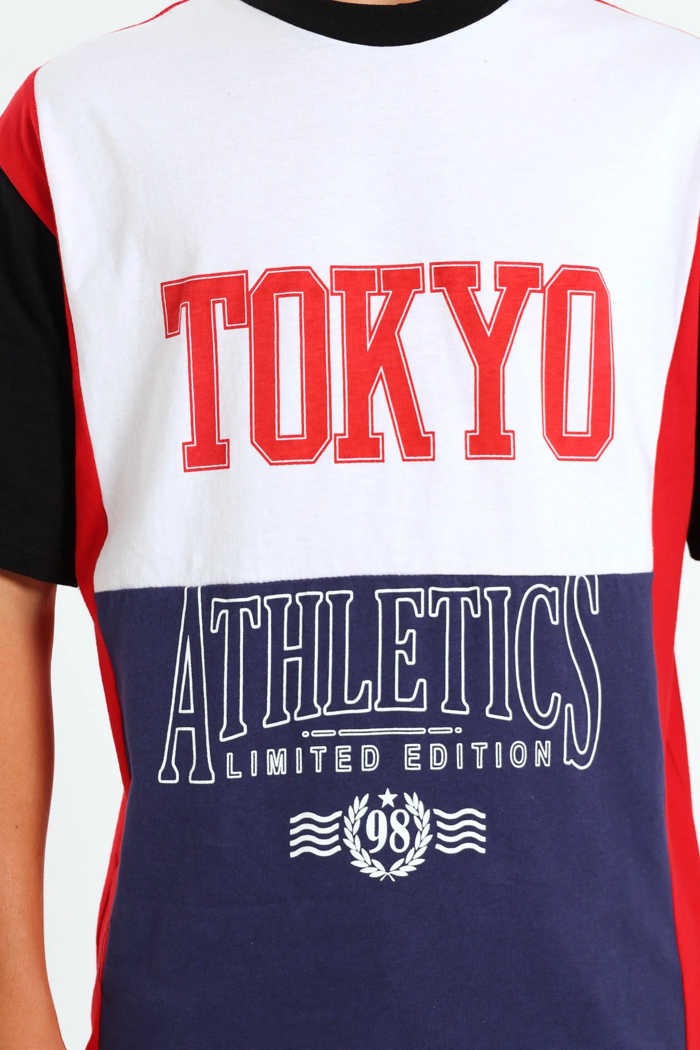 Boys Colourblock Oversized Tokyo Athletics Tee - Multi - Image 4