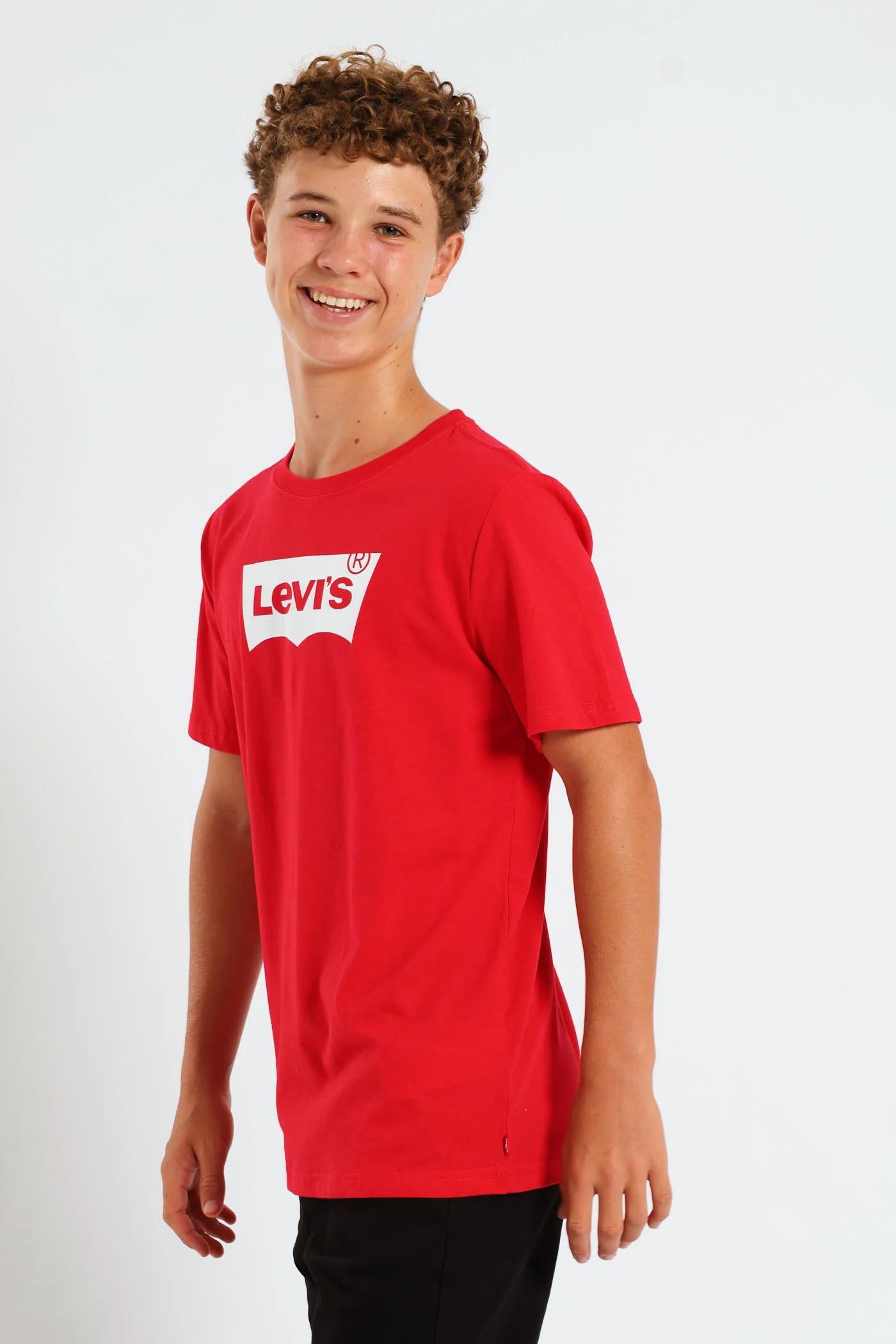 Boys Core Bat Logo Print Tee - Red - Image 2