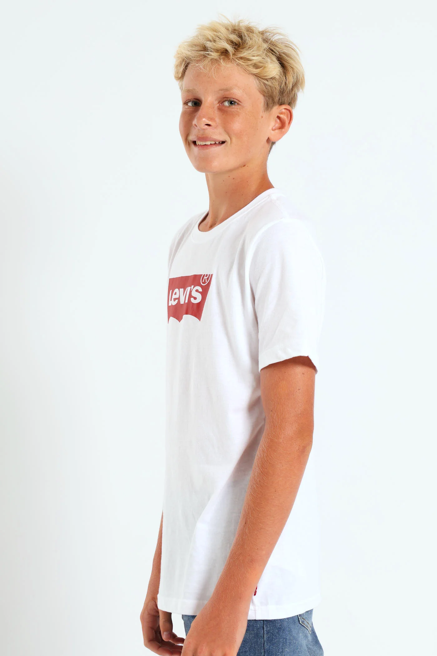 Boys Core Bat Logo Print Tee - White - Image 2
