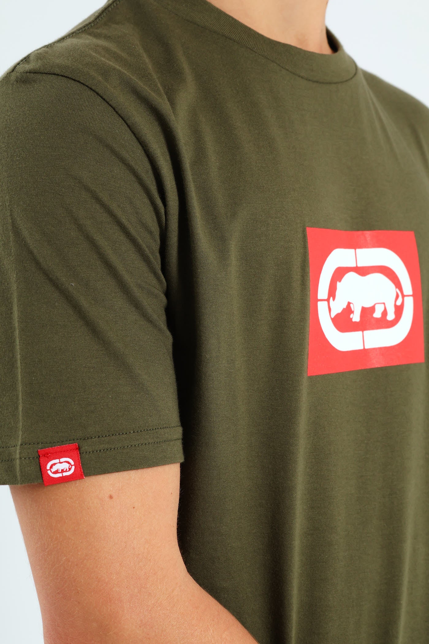 Boys Core Short Sleeve Print Tee - Olive/Red - Image 2
