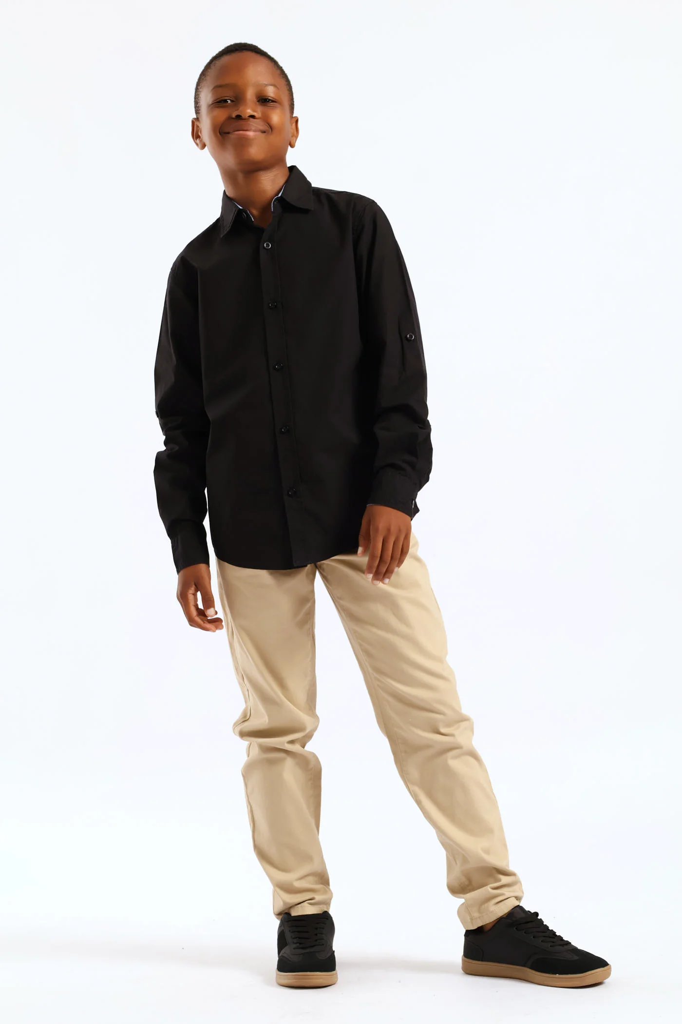 Boys Cotton Formal Shirt - Black - Image 3