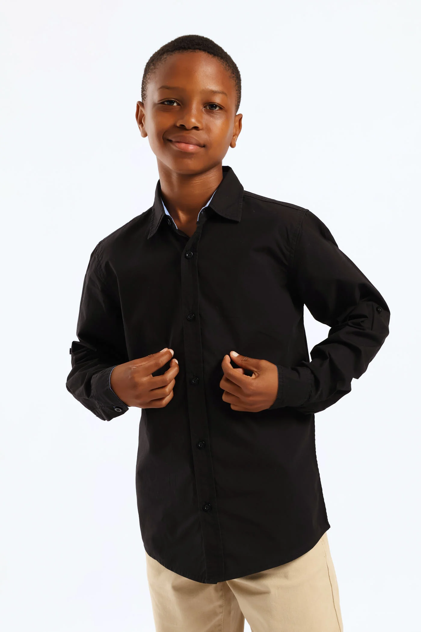 Boys Cotton Formal Shirt - Black - Image 4