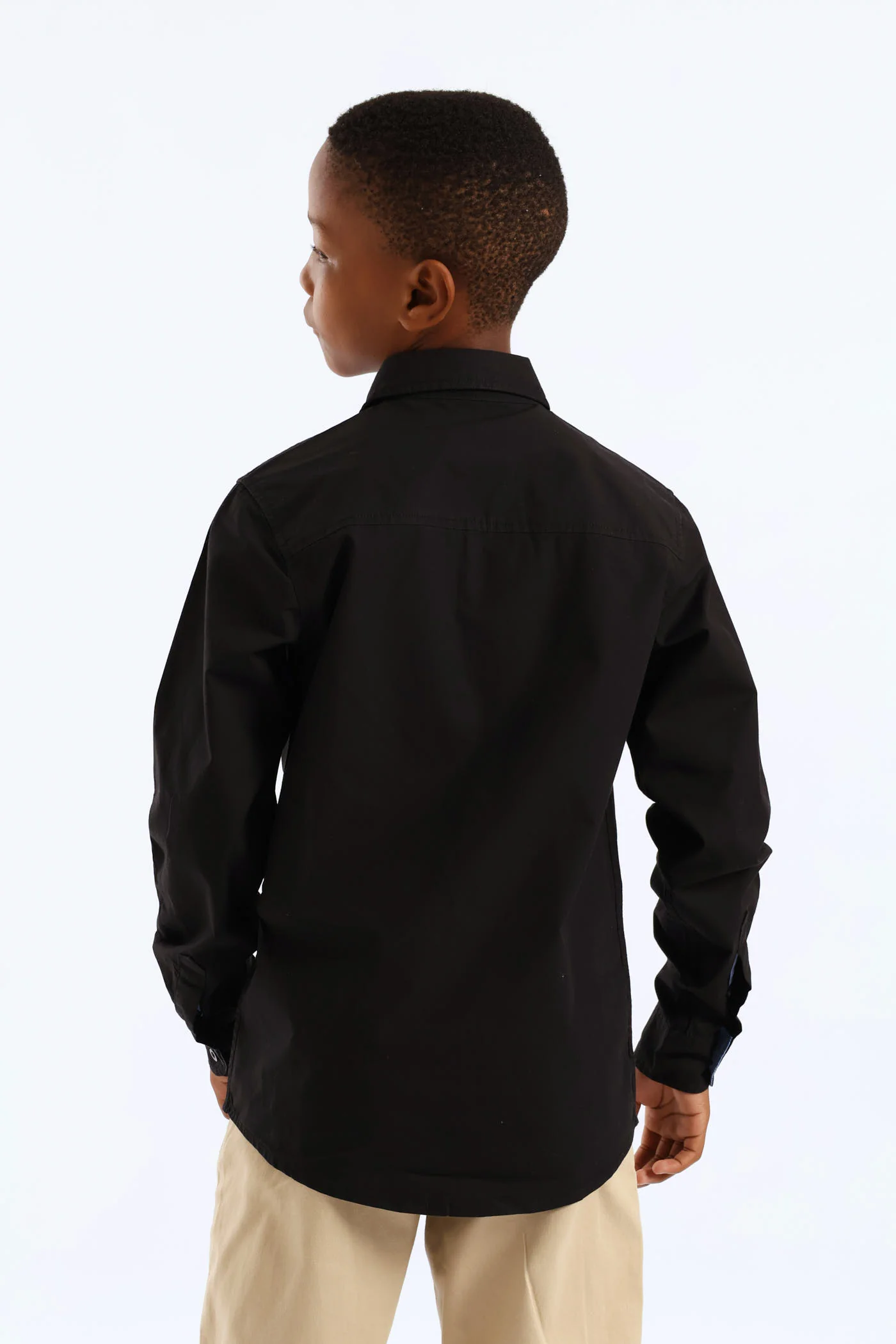 Boys Cotton Formal Shirt - Black - Image 5