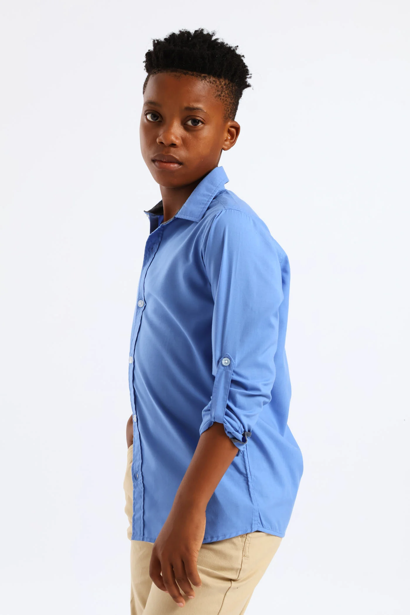 Boys Cotton Formal Shirt - Blue - Image 3